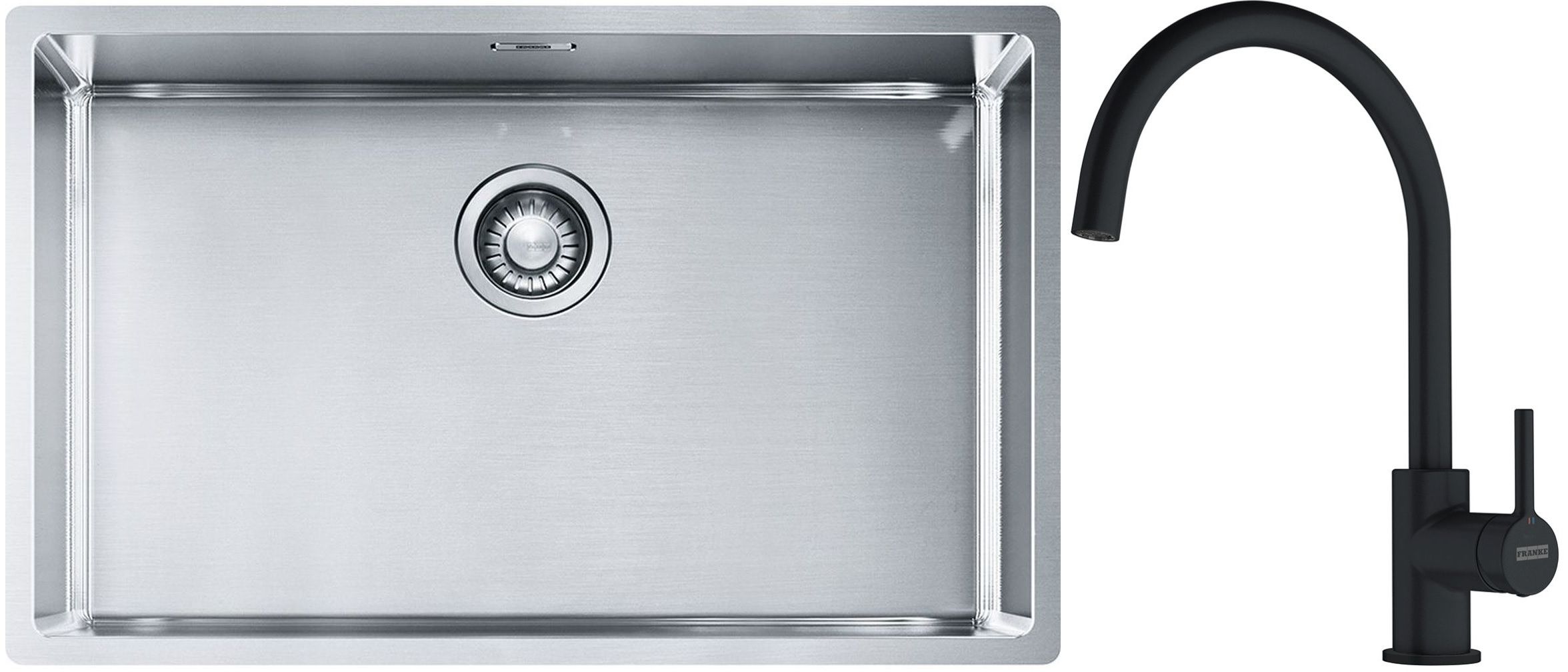 Set Stahlspüle Franke Box 127.0453.658, Küchenarmatur Franke Lina 115.0626.019