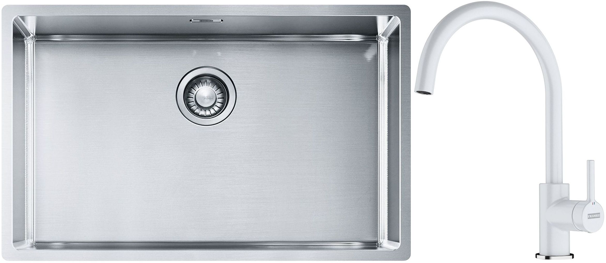 Set Stahlspüle Franke Box 127.0453.658, Küchenarmatur Franke Lina 115.0626.024