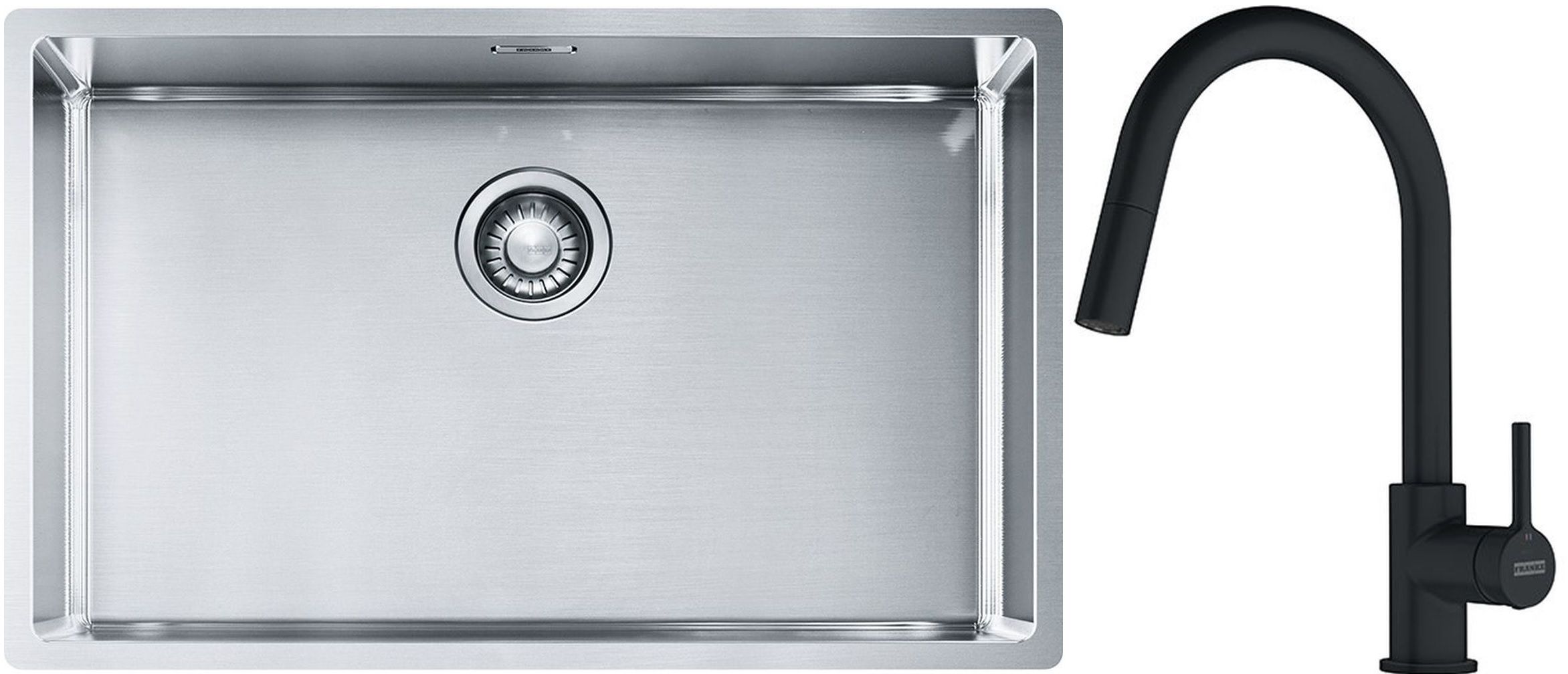 Set Stahlspüle Franke Box 127.0453.658, Küchenarmatur Franke Lina 115.0626.053