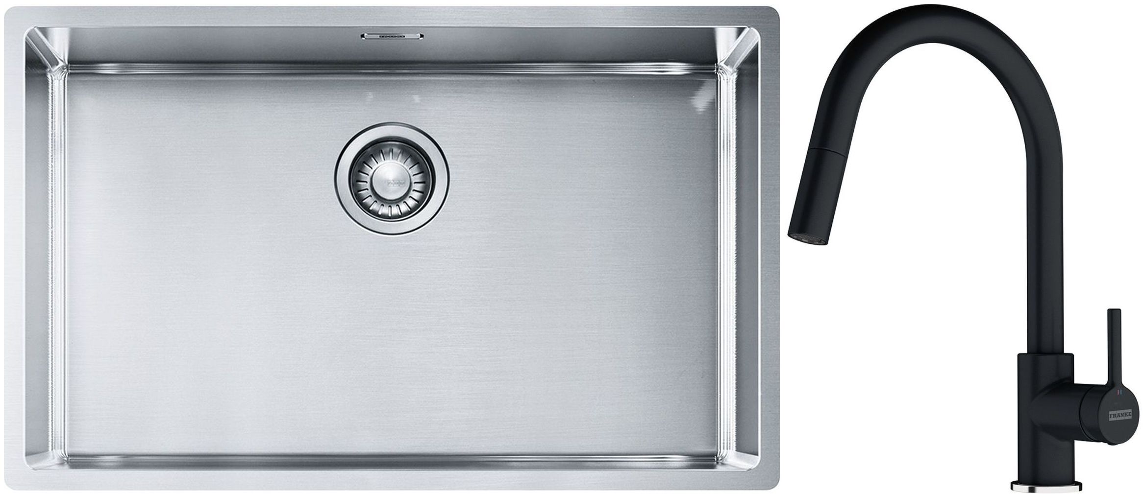 Set Stahlspüle Franke Box 127.0453.658, Küchenarmatur Franke Lina 115.0626.055