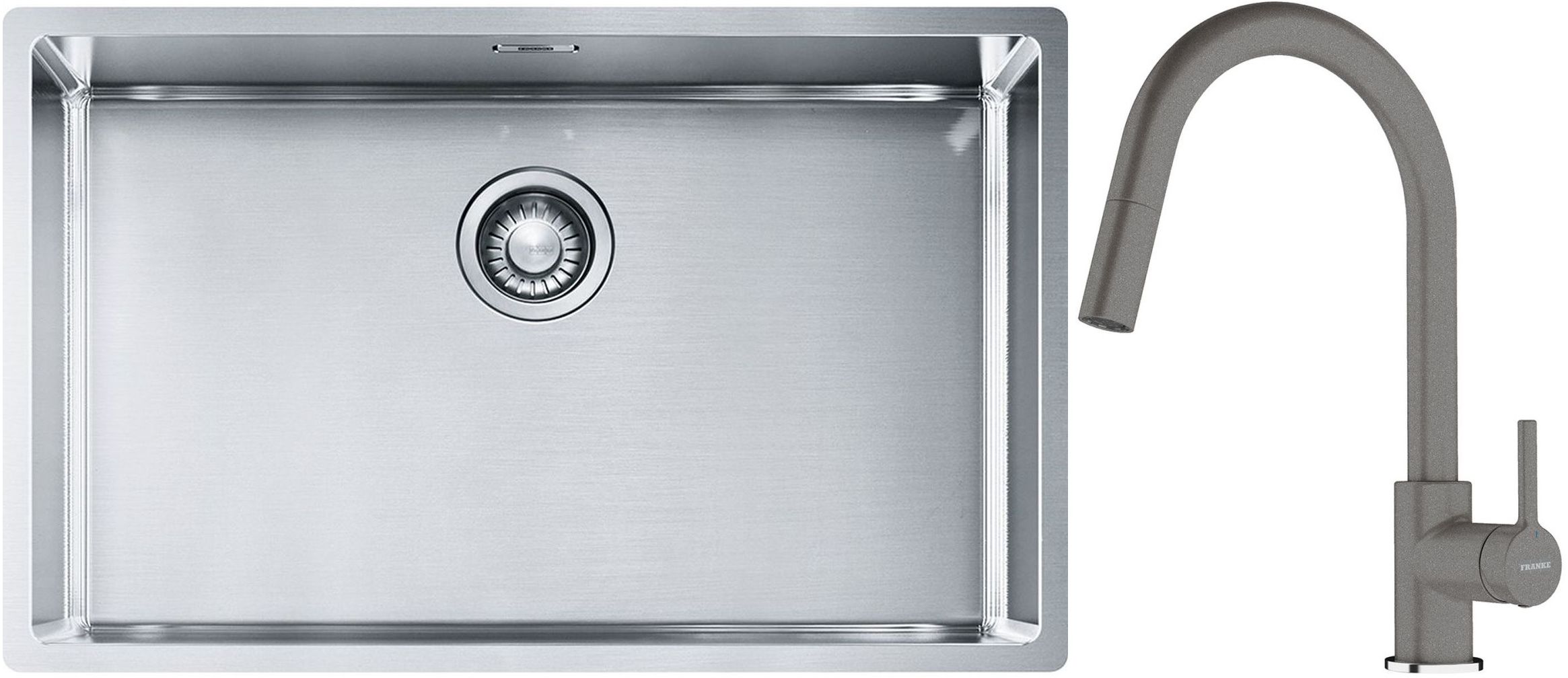 Set Stahlspüle Franke Box 127.0453.658, Küchenarmatur Franke Lina 115.0626.057