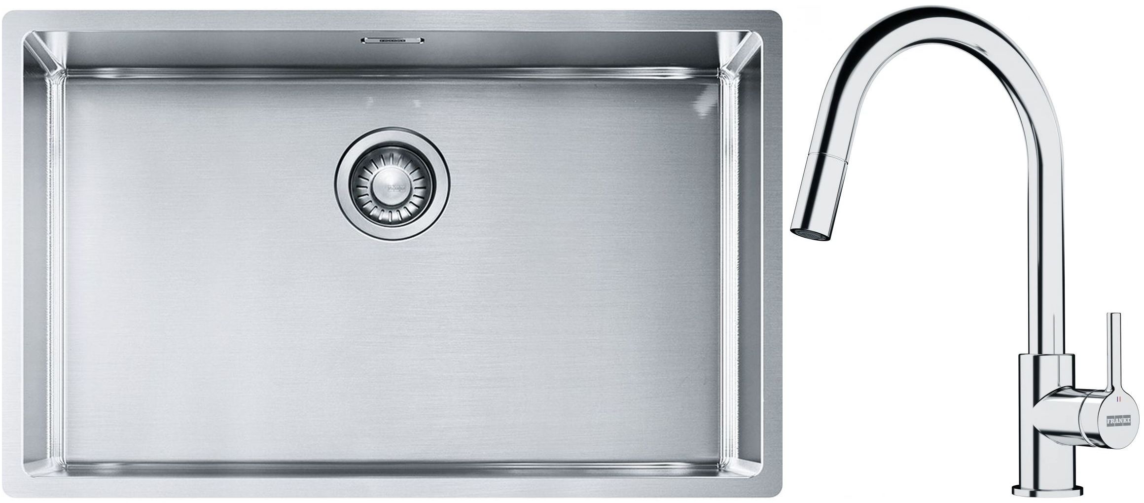 Set Stahlspüle Franke Box 127.0453.658, Küchenarmatur Franke Lina 115.0693.229