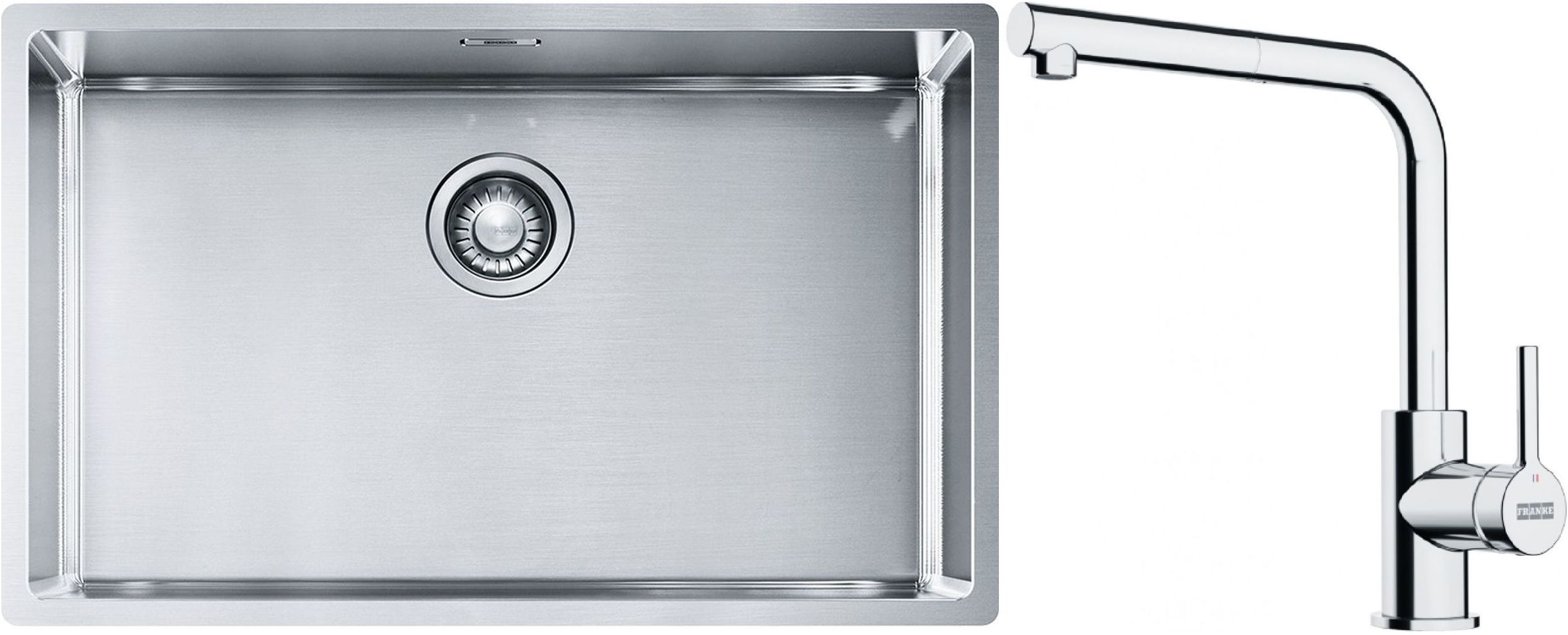 Set Stahlspüle Franke Box 127.0453.658, Küchenarmatur Franke Lina 115.0712.420