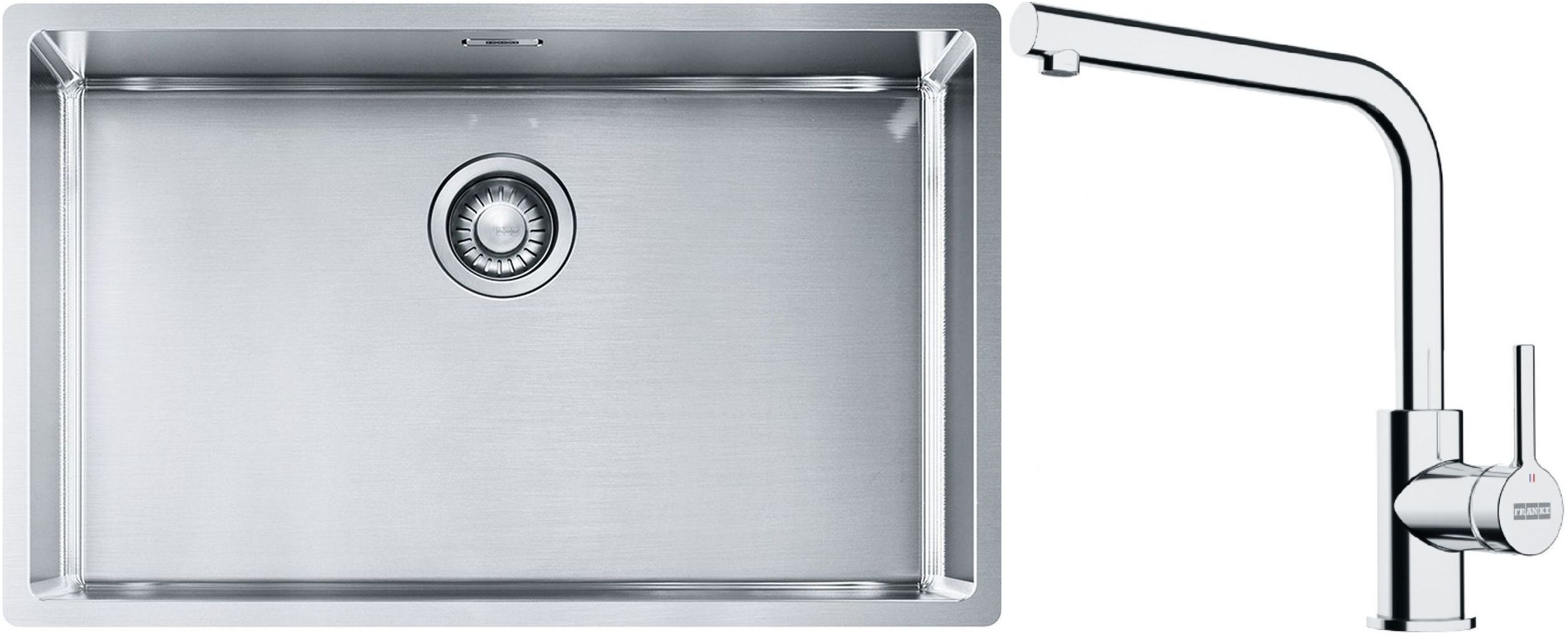 Set Stahlspüle Franke Box 127.0453.658, Küchenarmatur Franke Lina 115.0693.230