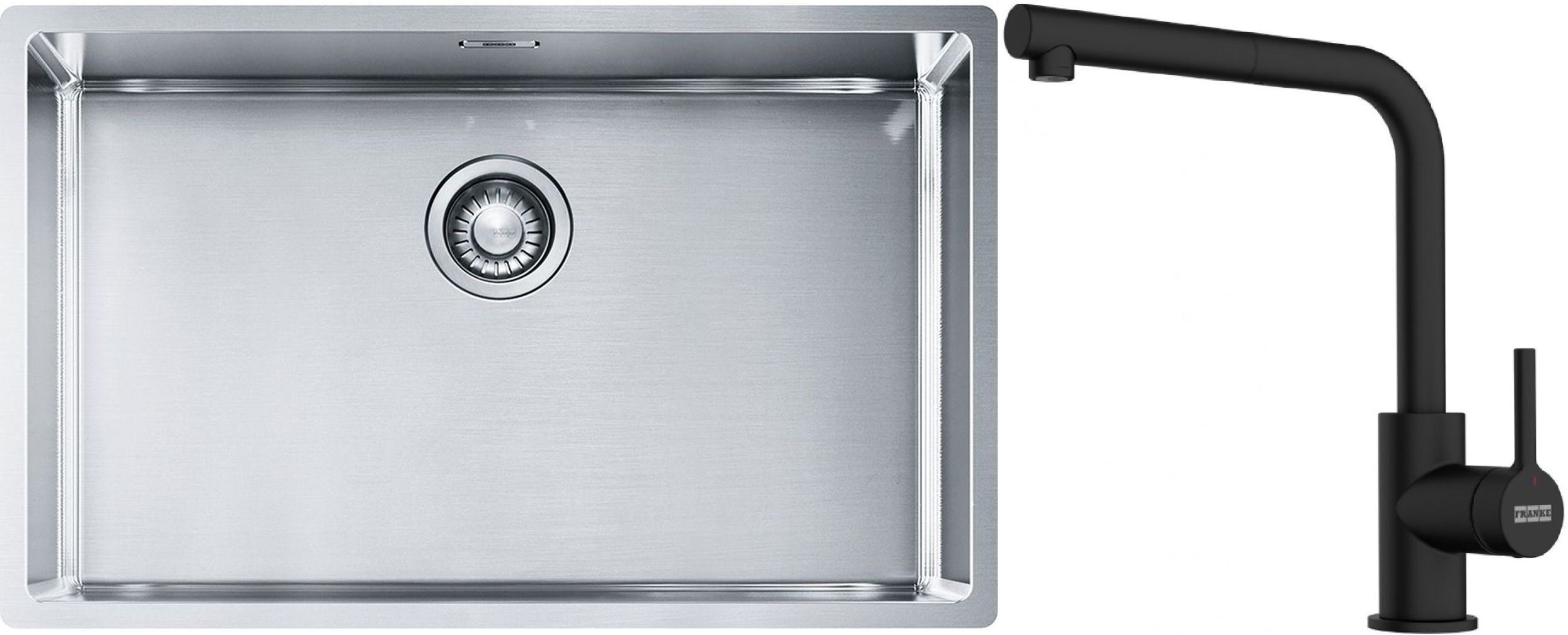 Set Stahlspüle Franke Box 127.0453.658, Küchenarmatur Franke Lina 115.0712.435