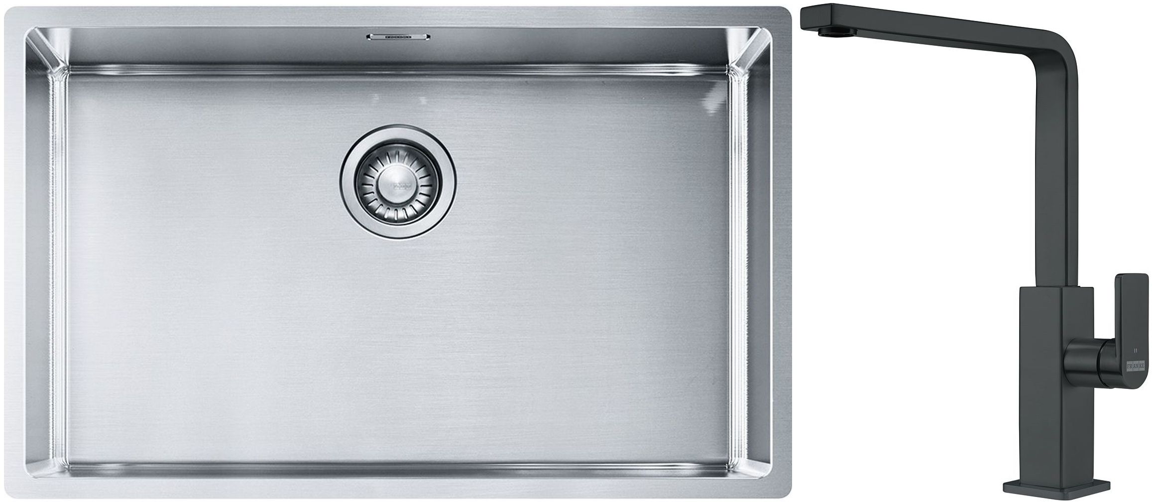 Set Stahlspüle Franke Box 127.0453.658, Küchenarmatur Franke Mythos 115.0550.441