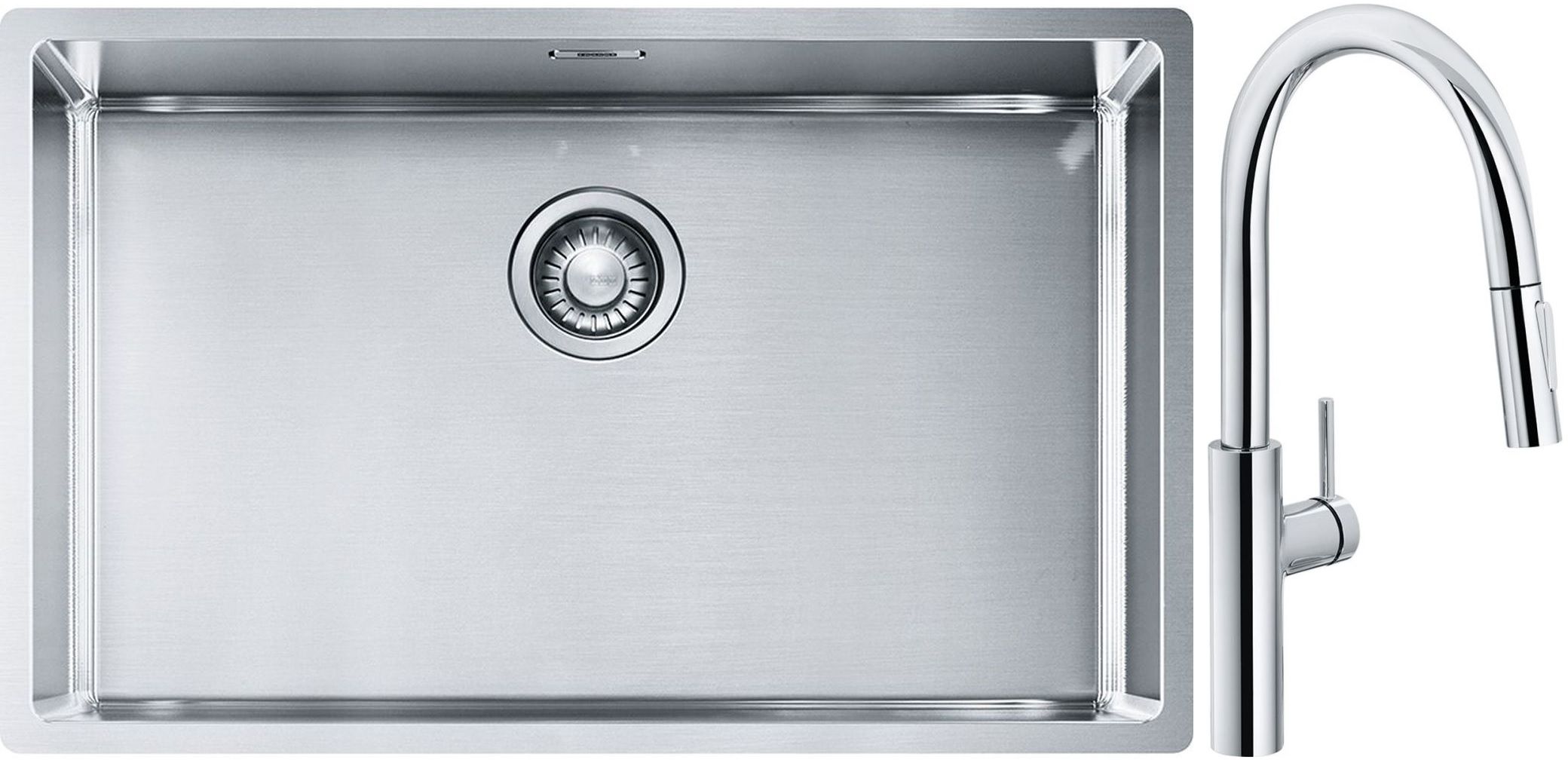 Set Stahlspüle Franke Box 127.0453.658, Küchenarmatur Franke Pescara L Slide-In 115.0538.940