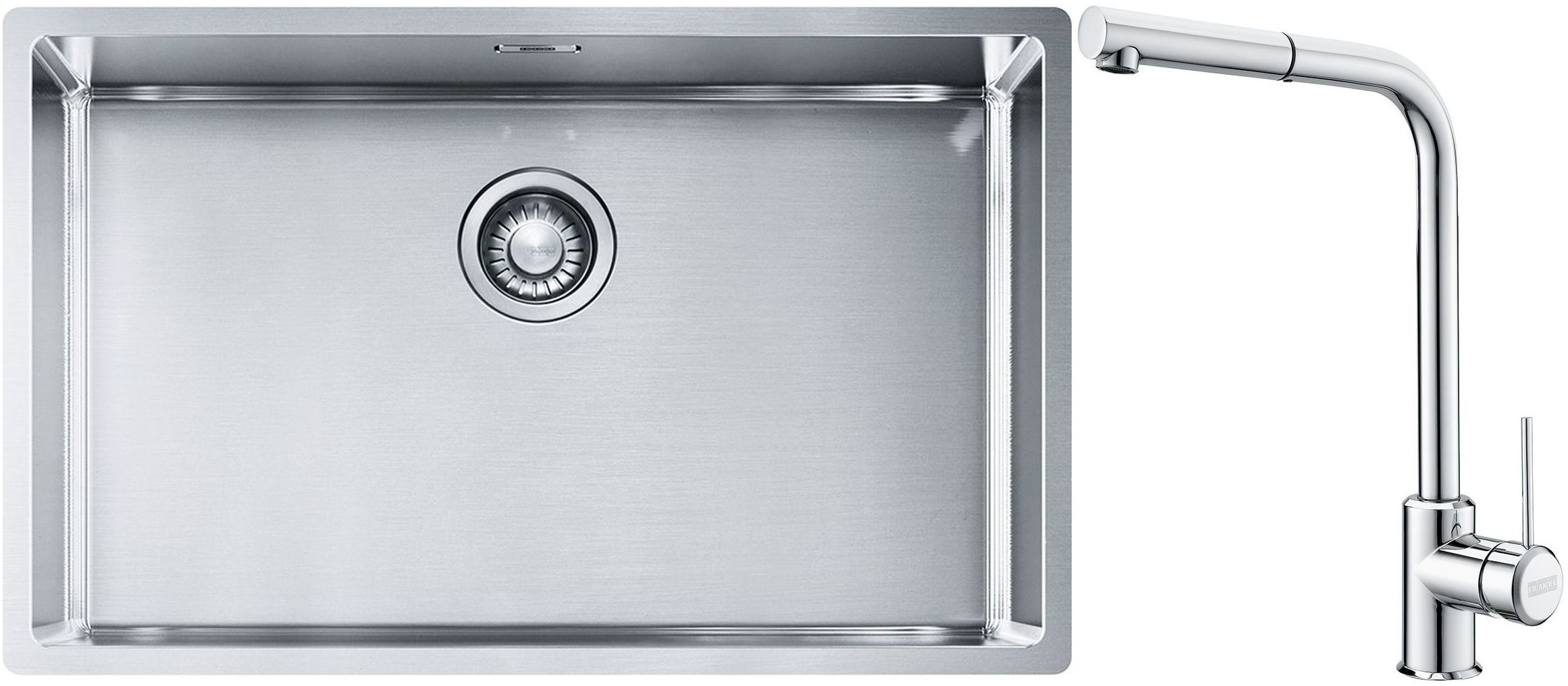 Set Stahlspüle Franke Box 127.0453.658, Küchenarmatur Franke Sirius Side 115.0668.280