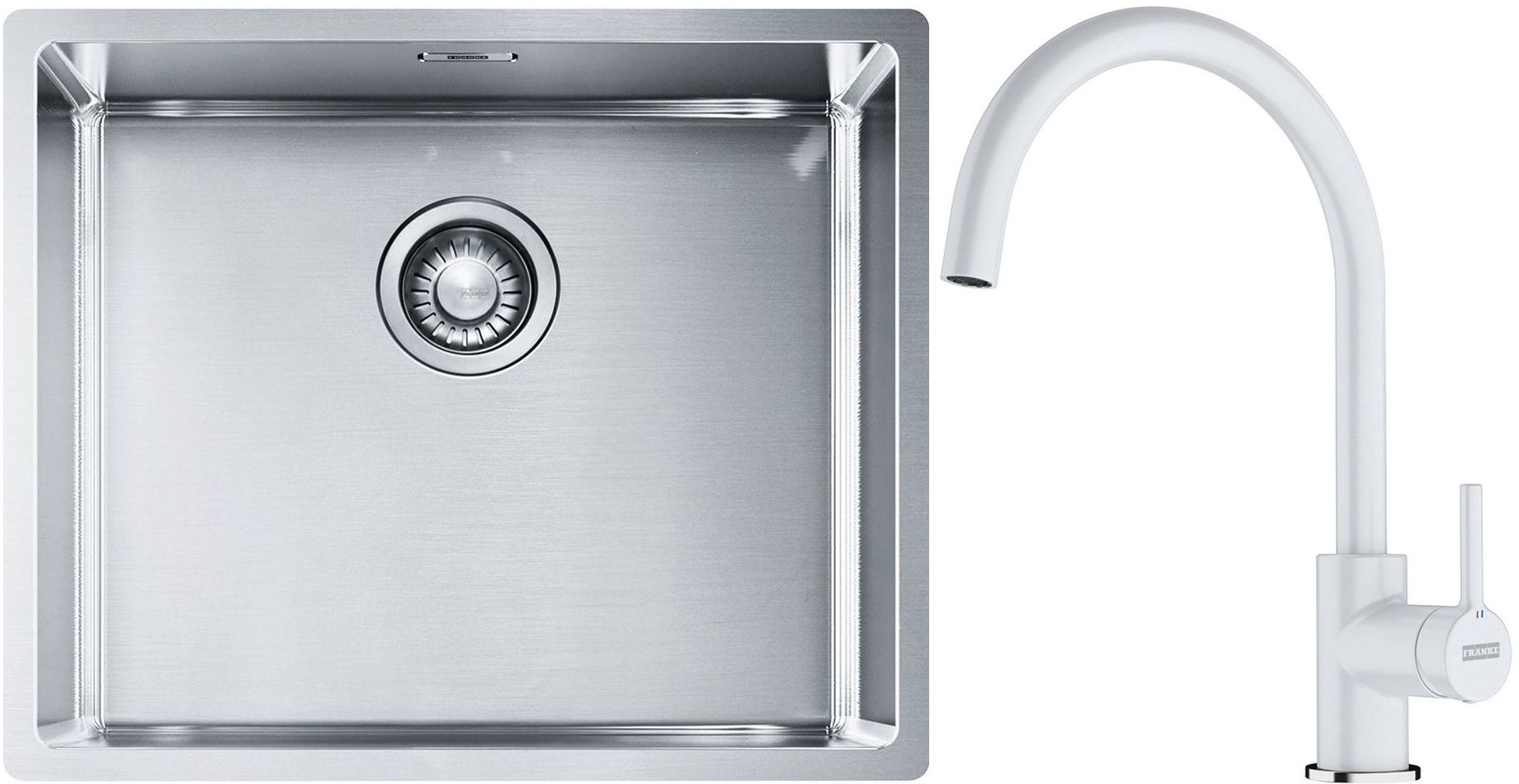 Set Stahlspüle Franke Box 127.0453.656, Küchenarmatur Franke Lina 115.0626.024