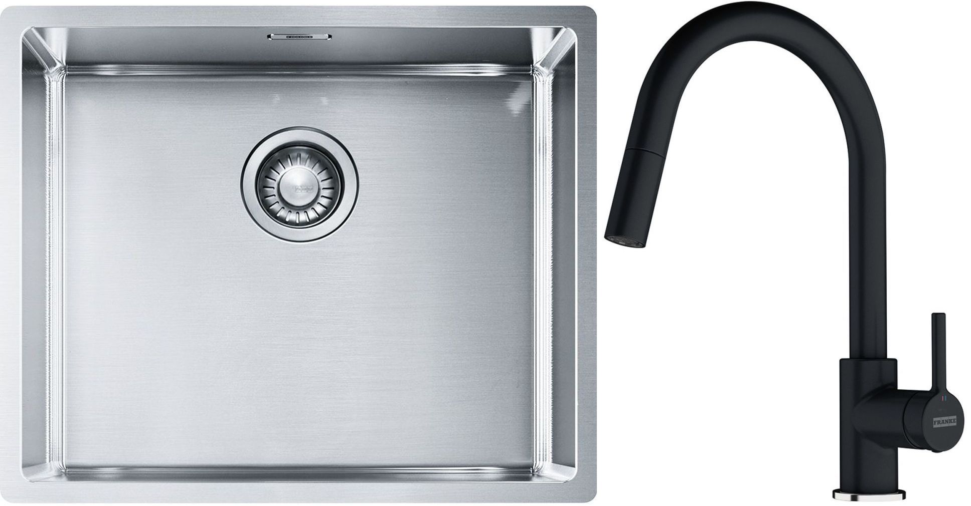 Set Stahlspüle Franke Box 127.0453.656, Küchenarmatur Franke Lina 115.0626.055