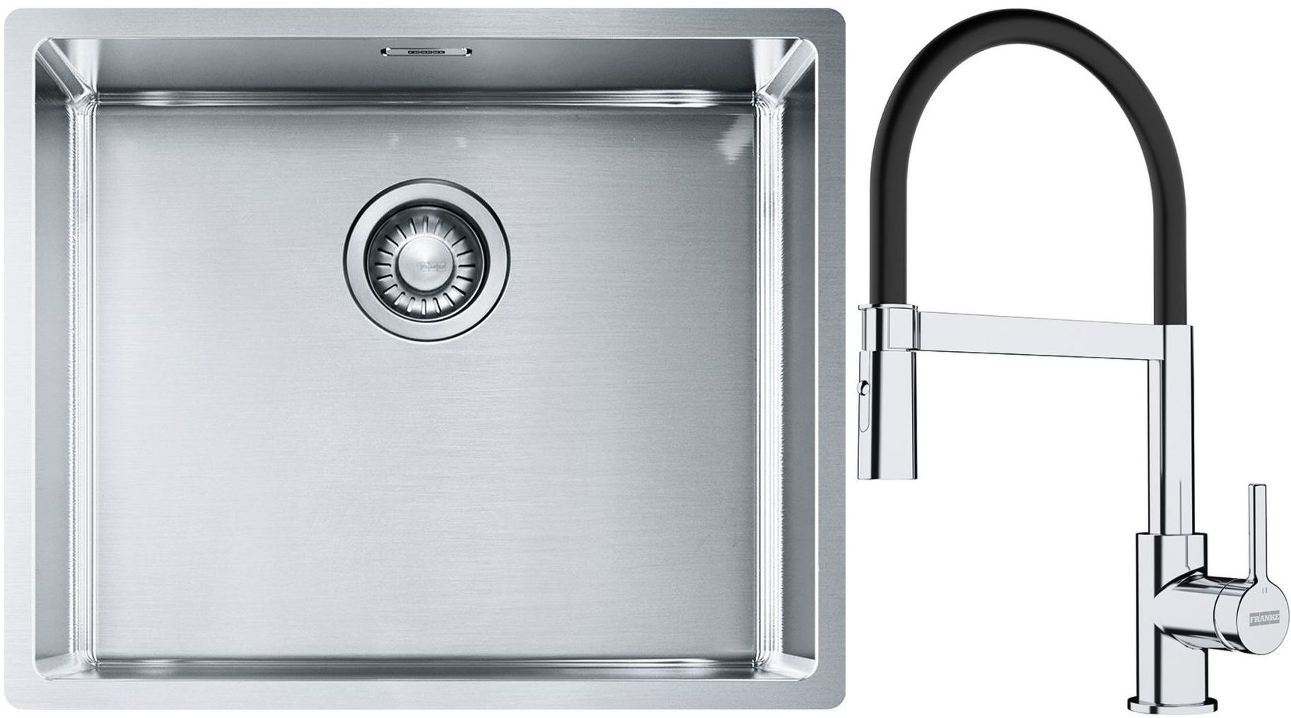 Set Stahlspüle Franke Box 127.0453.656, Küchenarmatur Franke Lina 115.0626.085