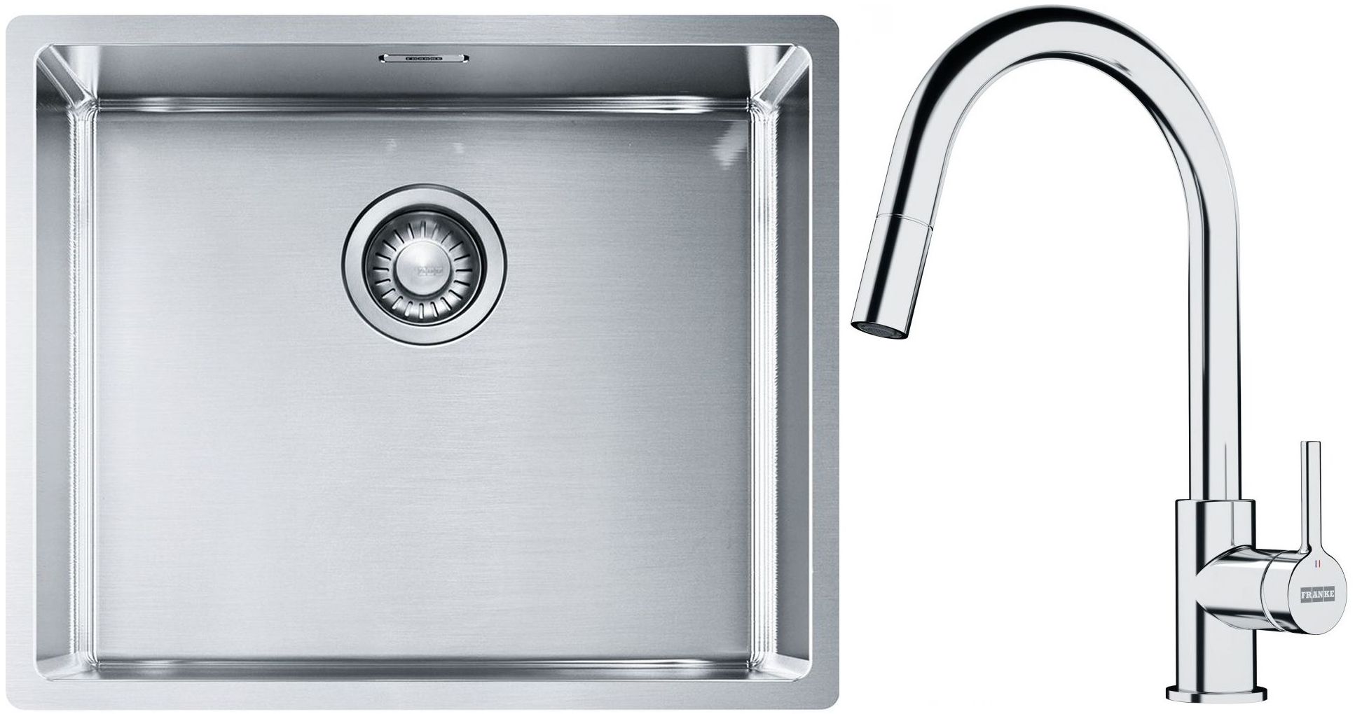 Set Stahlspüle Franke Box 127.0453.656, Küchenarmatur Franke Lina 115.0693.229