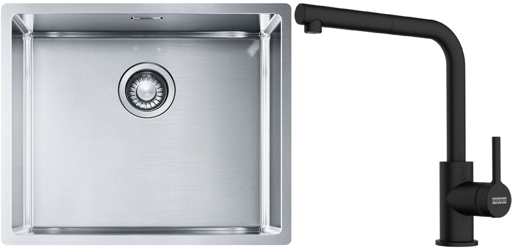 Set Stahlspüle Franke Box 127.0453.656, Küchenarmatur Franke Lina 115.0712.435