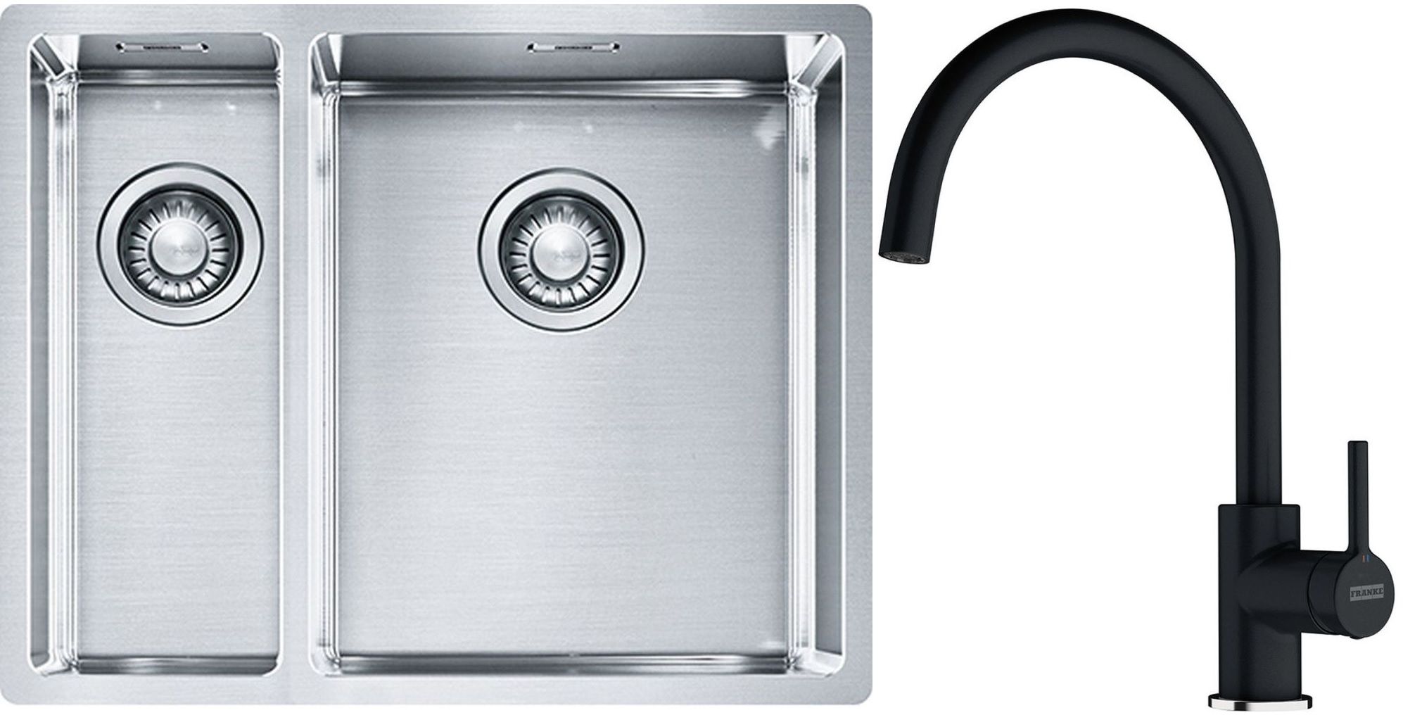 Set Stahlspüle Franke Box 127.0369.916, Küchenarmatur Franke Lina 115.0626.020