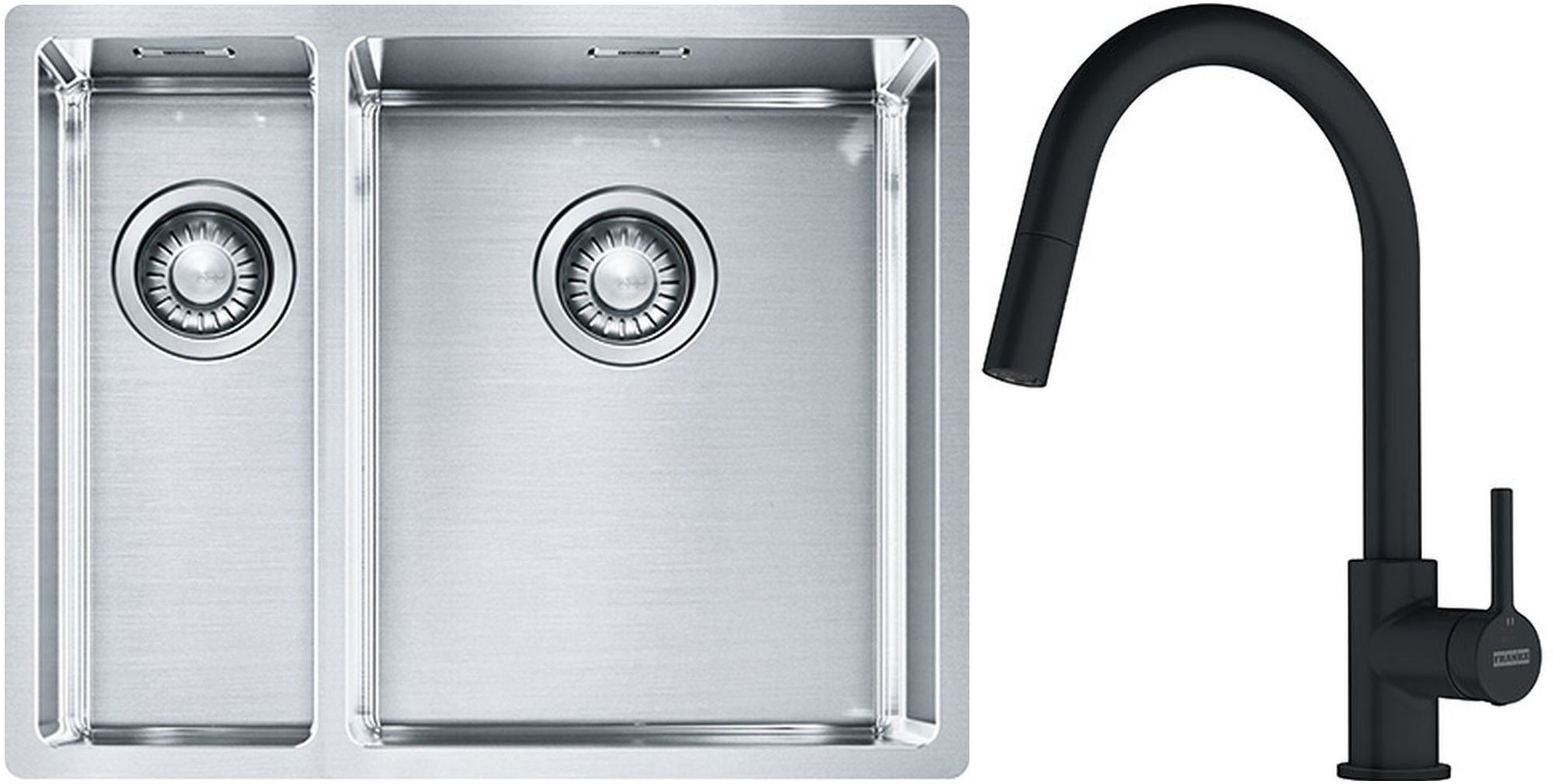 Set Stahlspüle Franke Box 127.0369.916, Küchenarmatur Franke Lina 115.0626.053