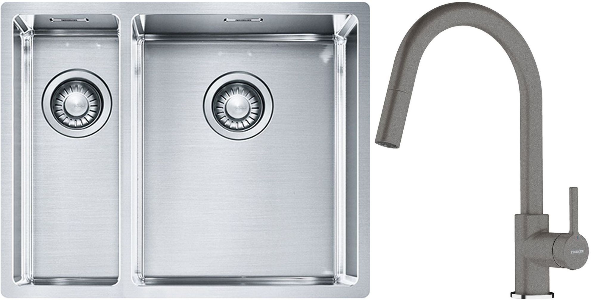 Set Stahlspüle Franke Box 127.0369.916, Küchenarmatur Franke Lina 115.0626.057