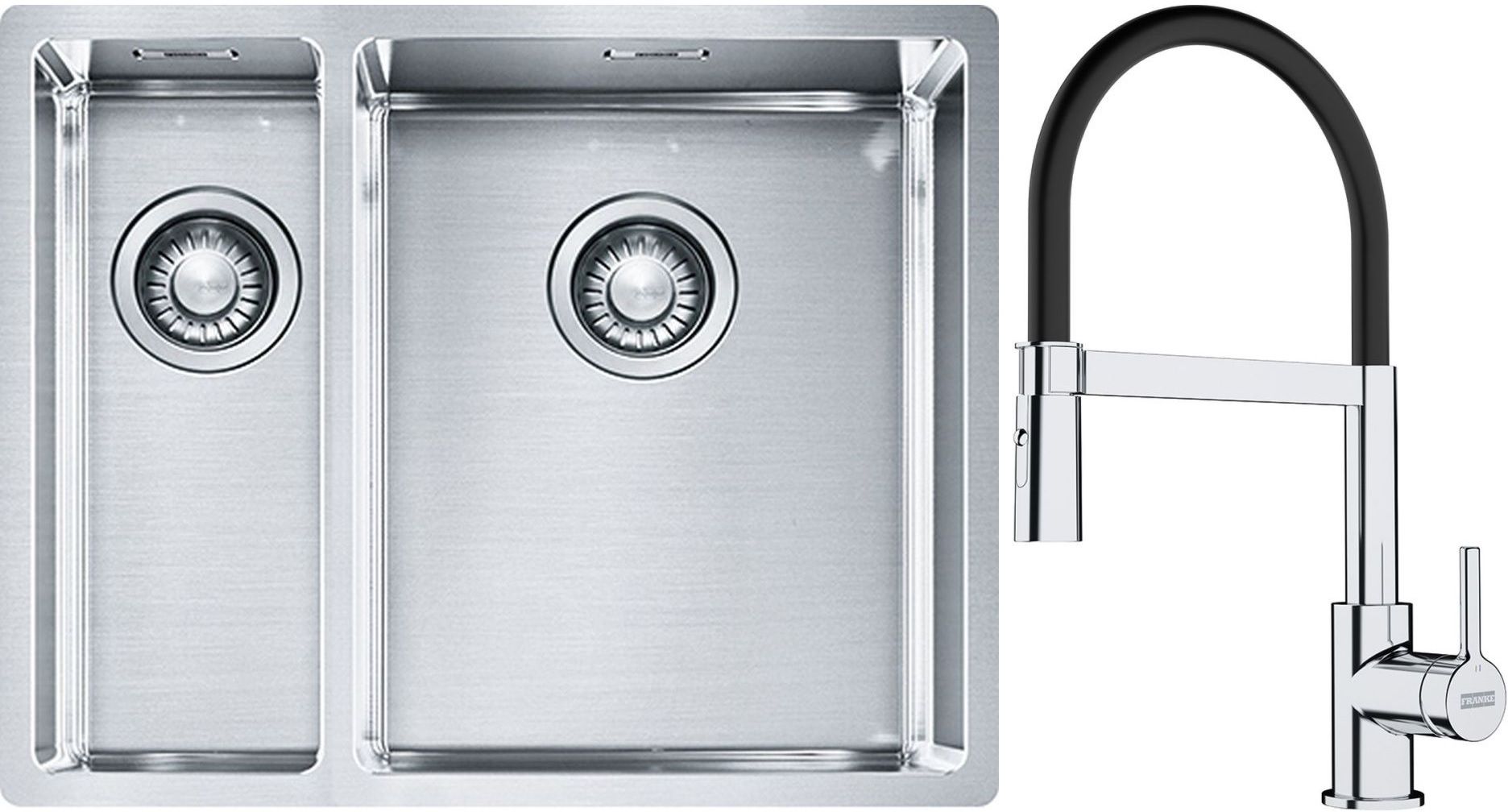 Set Stahlspüle Franke Box 127.0369.916, Küchenarmatur Franke Lina 115.0626.085