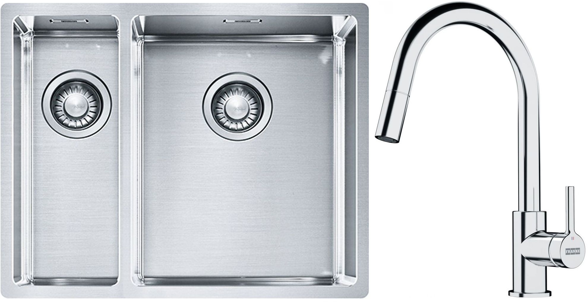 Set Stahlspüle Franke Box 127.0369.916, Küchenarmatur Franke Lina 115.0693.229