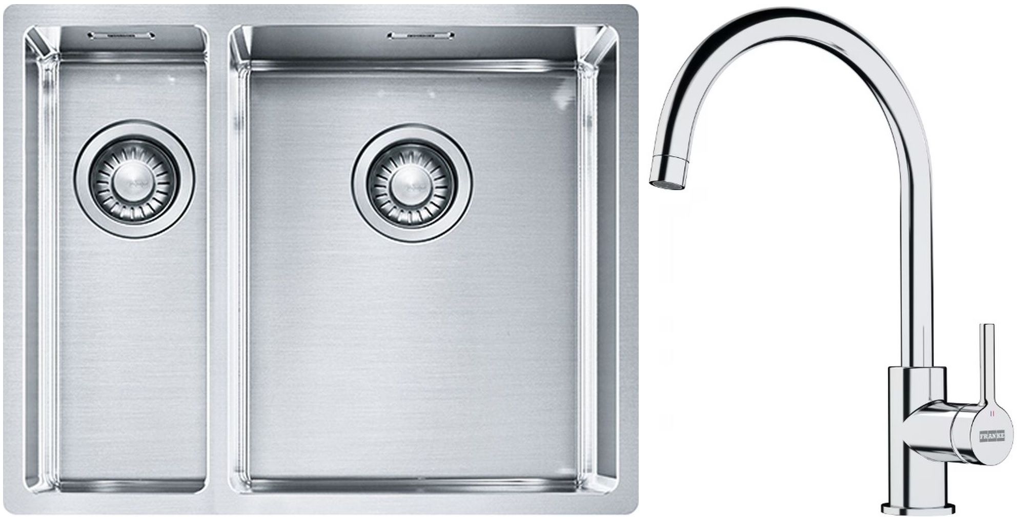 Set Stahlspüle Franke Box 127.0369.916, Küchenarmatur Franke Lina 115.0693.228