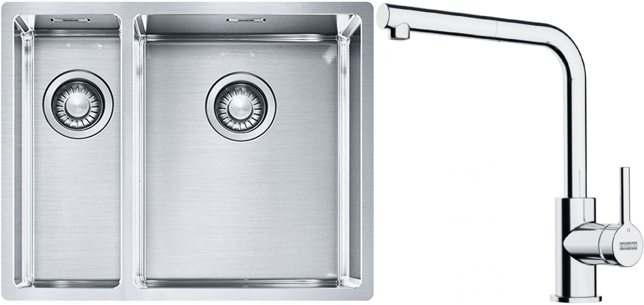 Set Stahlspüle Franke Box 127.0369.916, Küchenarmatur Franke Lina 115.0712.420