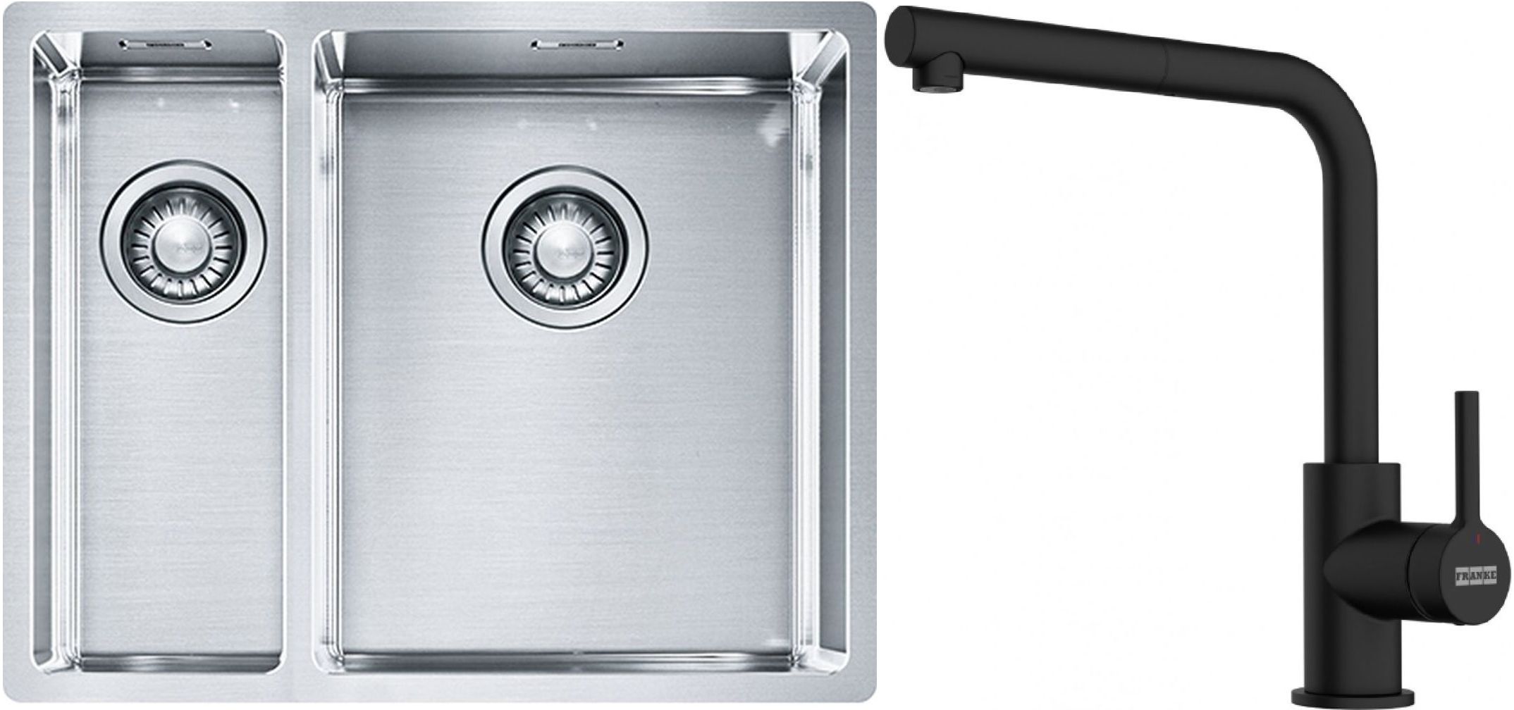 Set Stahlspüle Franke Box 127.0369.916, Küchenarmatur Franke Lina 115.0712.435