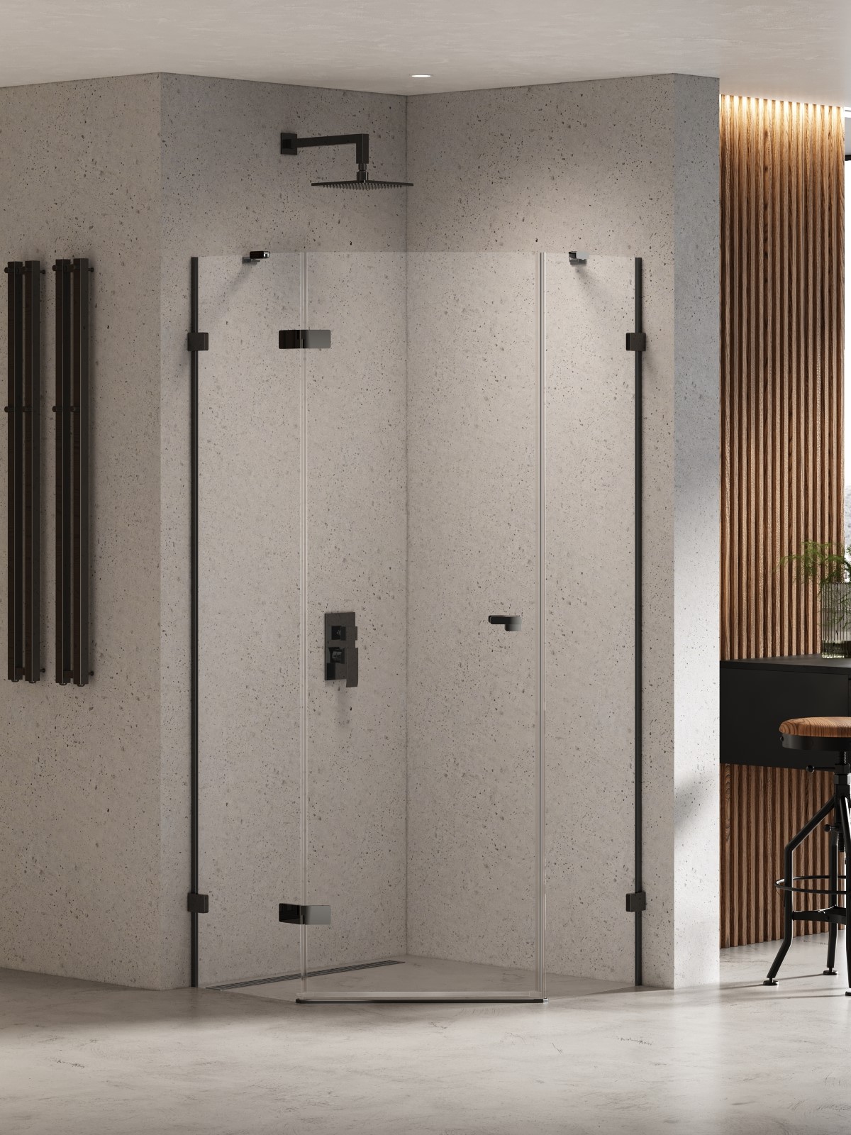 New Trendy Eventa Black Chrome Dusche 90x90 cm schwarz Glanz/durchsichtiges Glas EXK-6291
