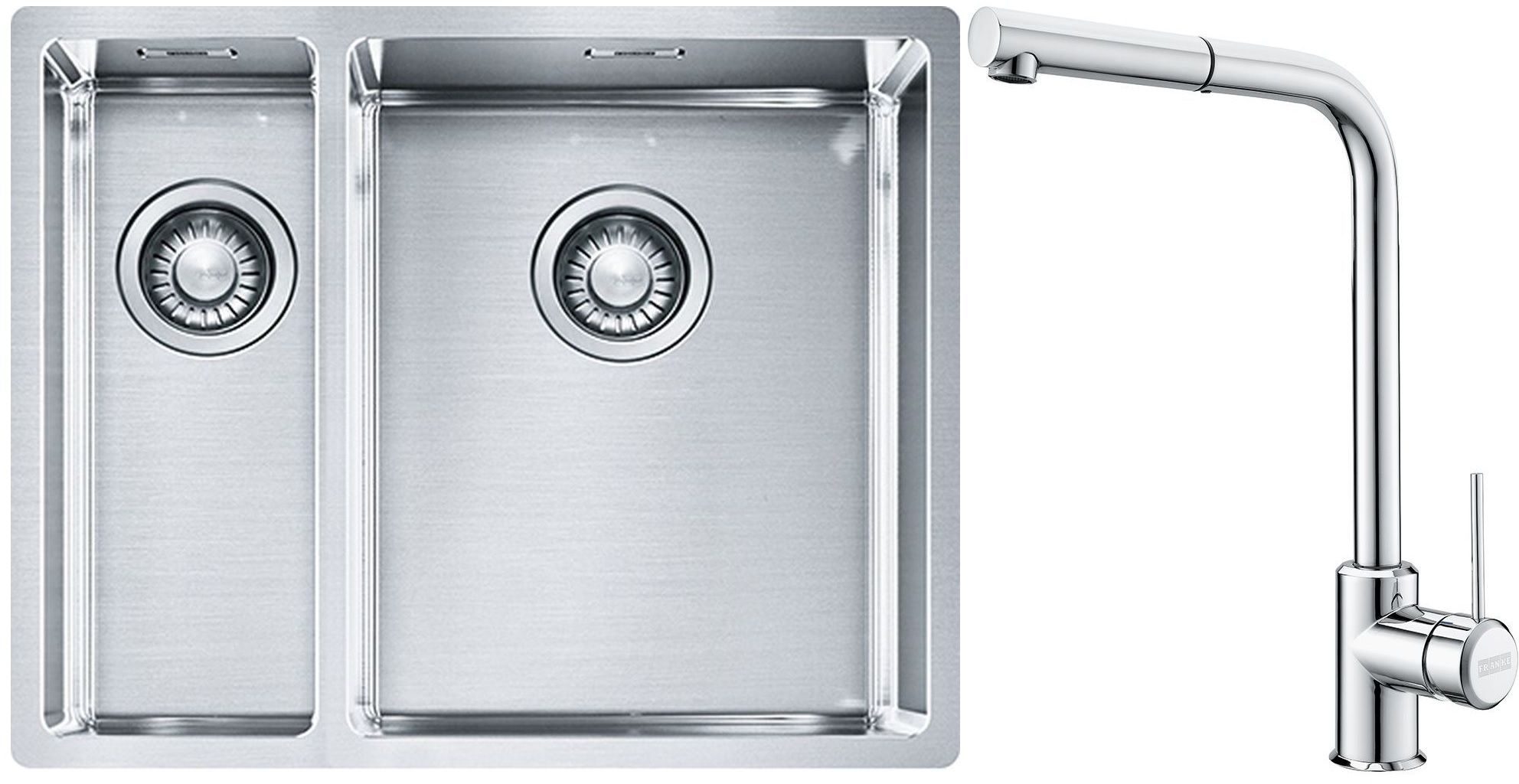 Set Stahlspüle Franke Box 127.0369.916, Küchenarmatur Franke Sirius Side 115.0668.280