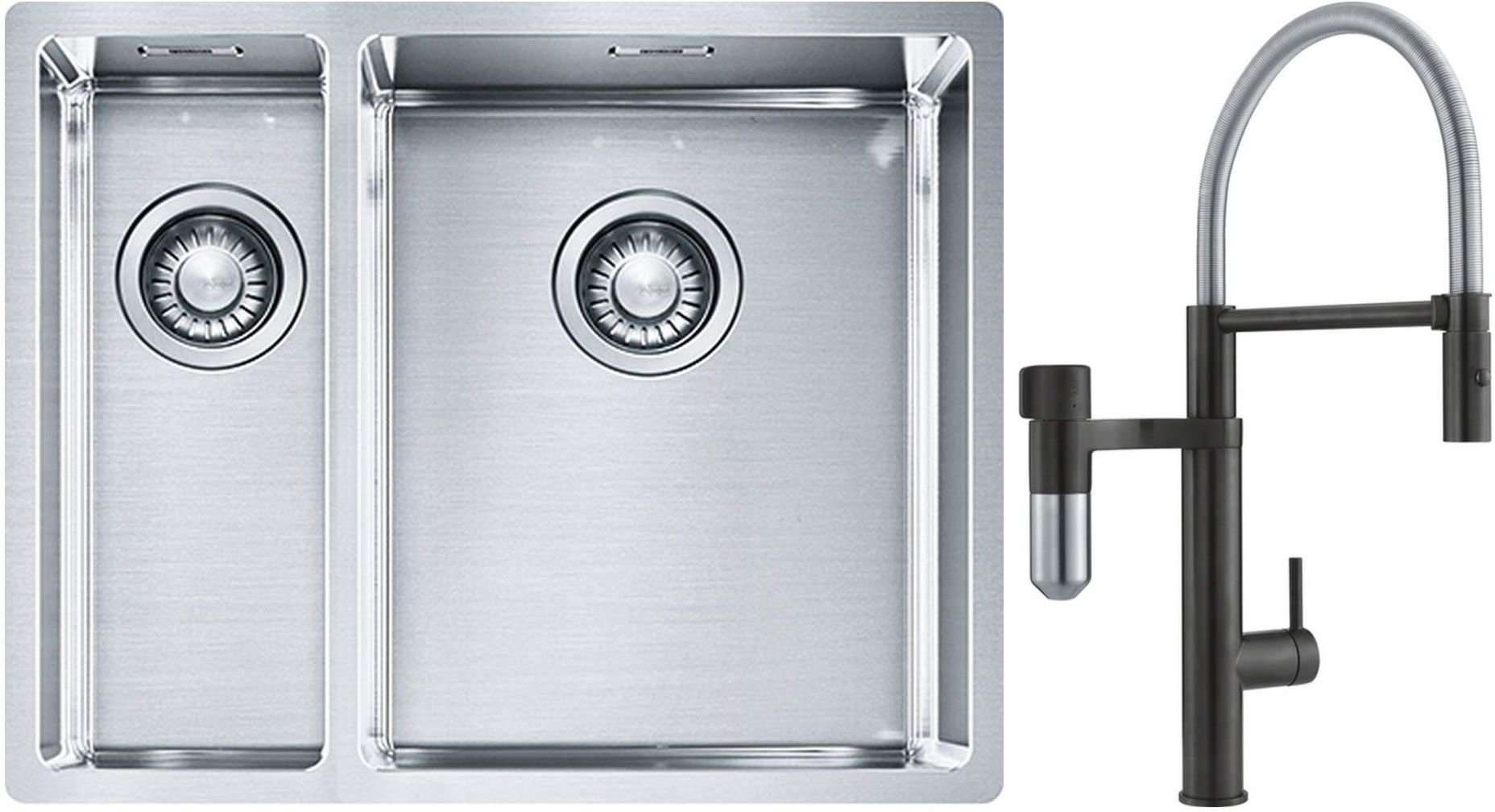 Set Küchenarmatur Franke Vital Semi-Pro 120.0621.313, Stahlspüle Franke Box 127.0369.916