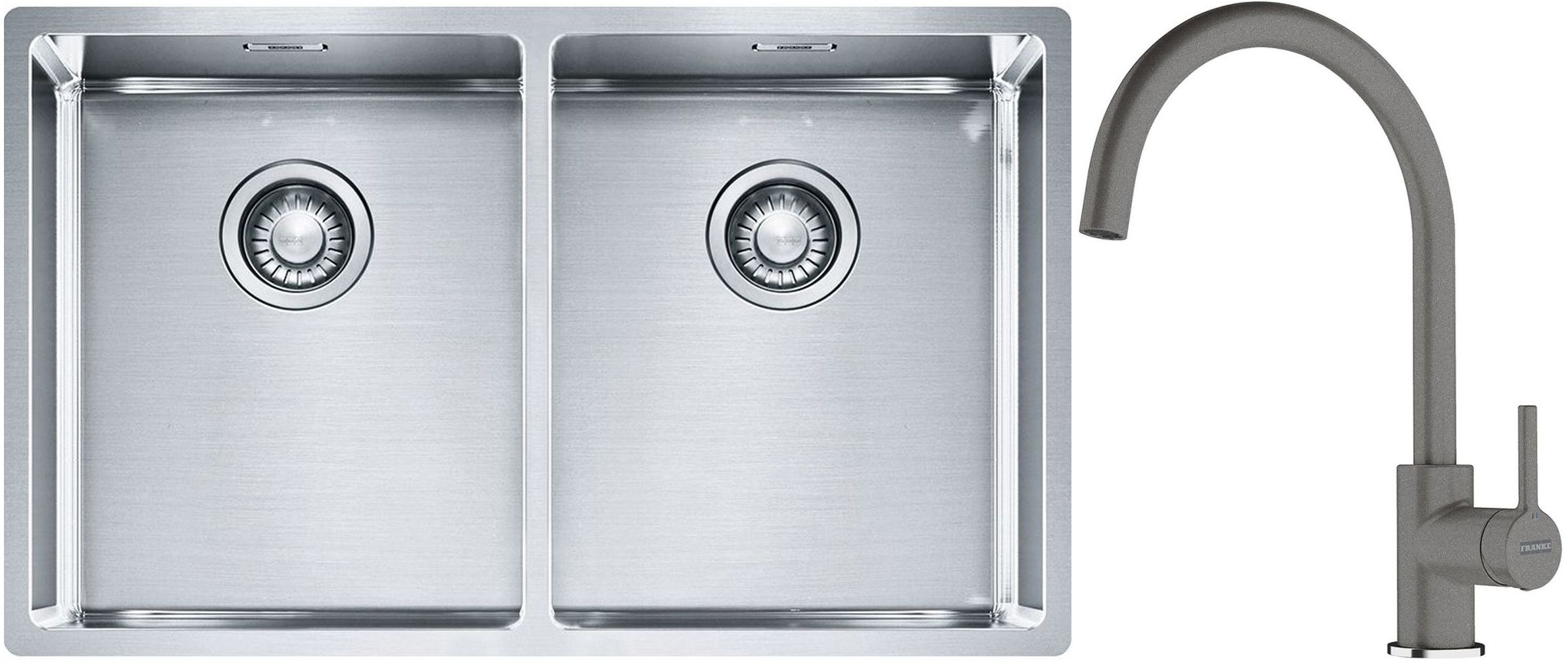 Set Stahlspüle Franke Box 127.0370.188, Küchenarmatur Franke Lina 115.0626.022