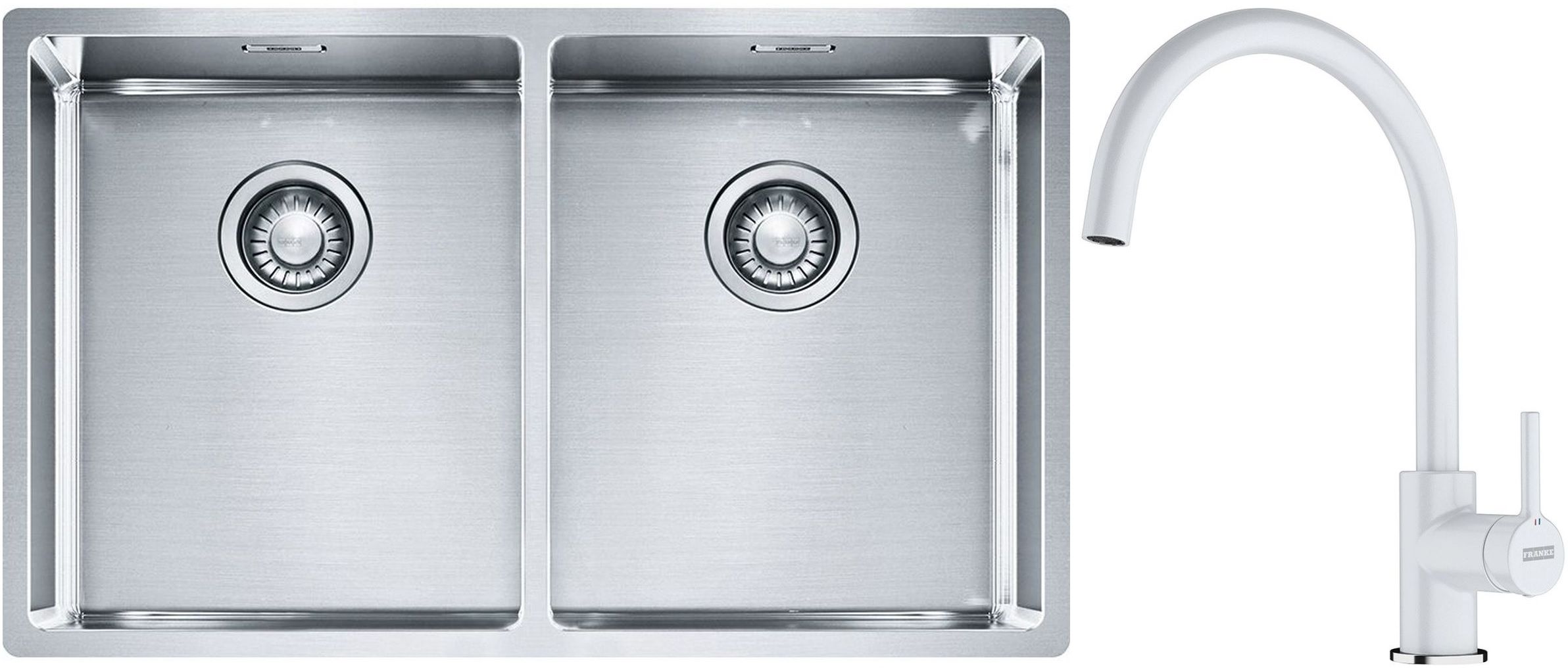 Set Stahlspüle Franke Box 127.0370.188, Küchenarmatur Franke Lina 115.0626.024