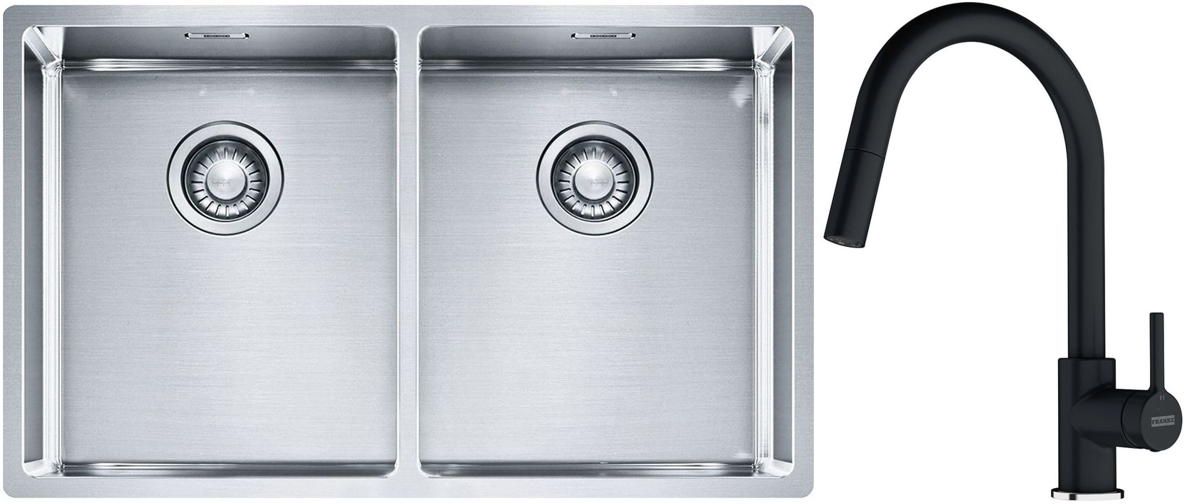 Set Stahlspüle Franke Box 127.0370.188, Küchenarmatur Franke Lina 115.0626.057