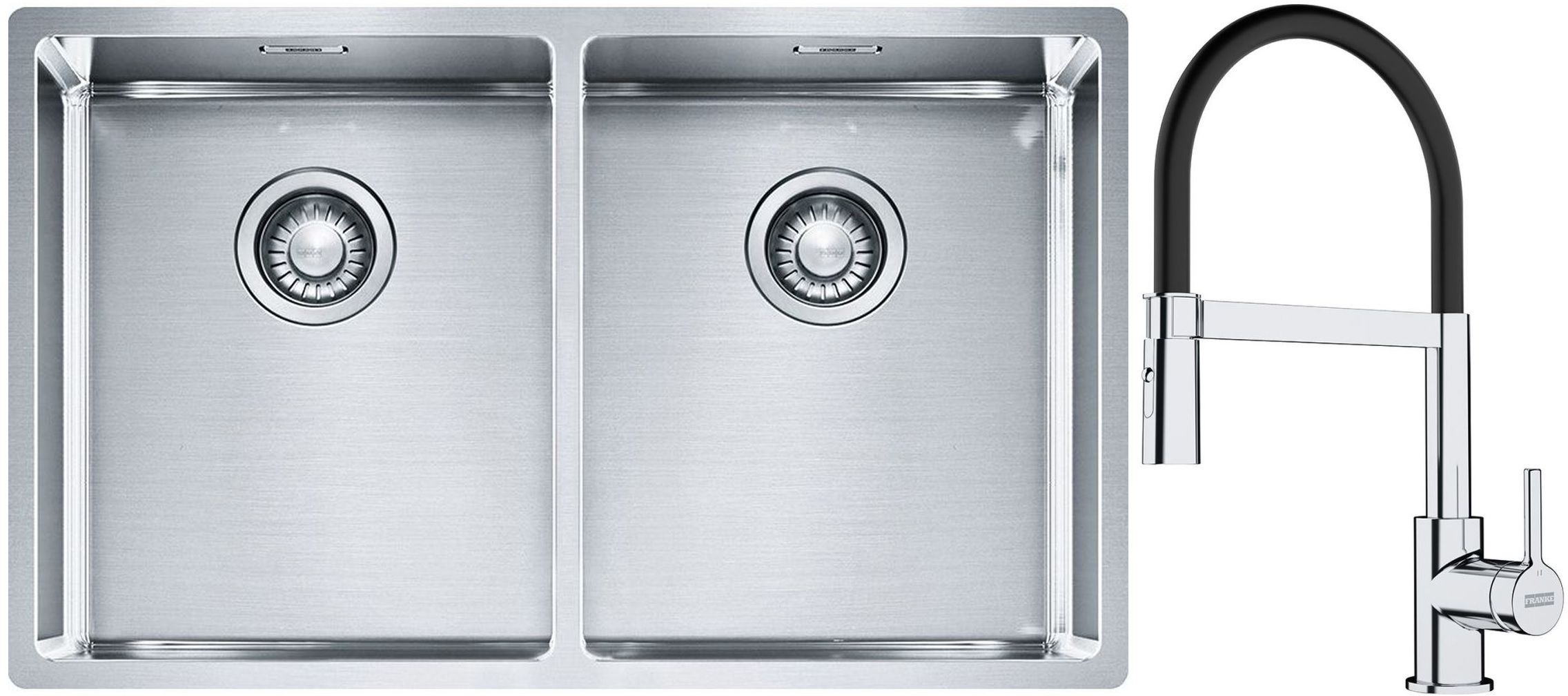 Set Stahlspüle Franke Box 127.0370.188, Küchenarmatur Franke Lina 115.0626.085