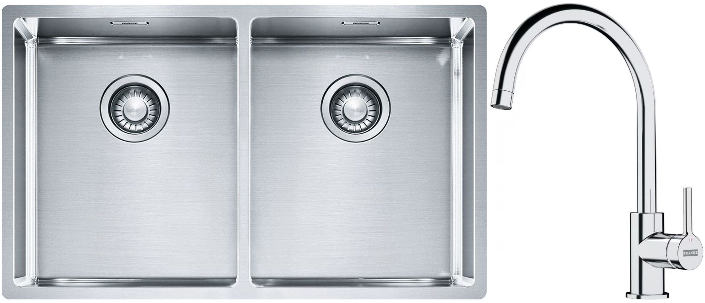 Set Stahlspüle Franke Box 127.0370.188, Küchenarmatur Franke Lina 115.0693.228