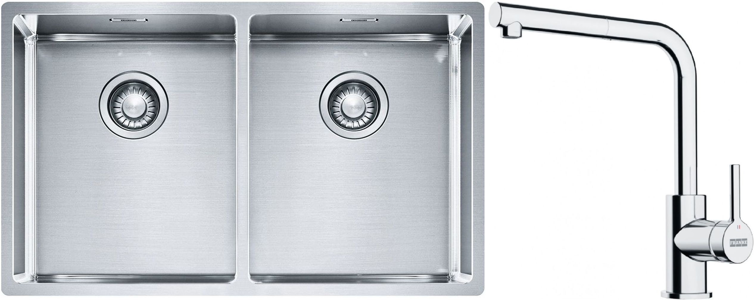 Set Stahlspüle Franke Box 127.0370.188, Küchenarmatur Franke Lina 115.0712.420