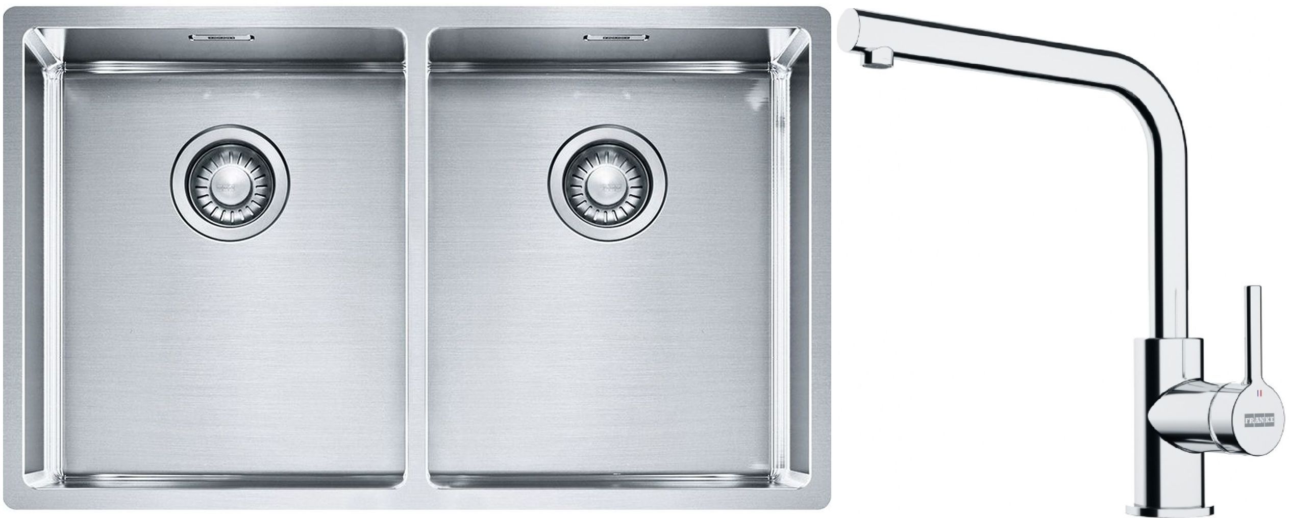 Set Stahlspüle Franke Box 127.0370.188, Küchenarmatur Franke Lina 115.0693.230