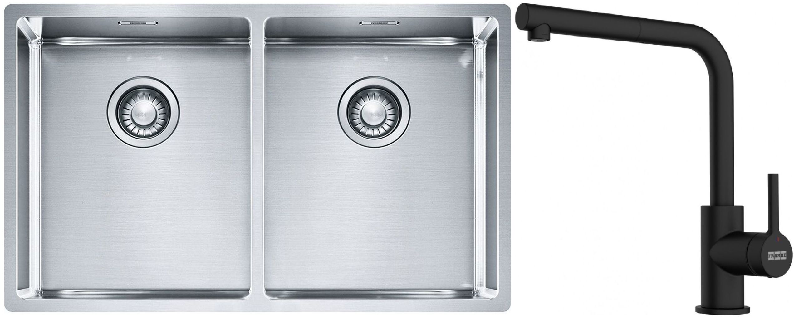 Set Stahlspüle Franke Box 127.0370.188, Küchenarmatur Franke Lina 115.0712.435