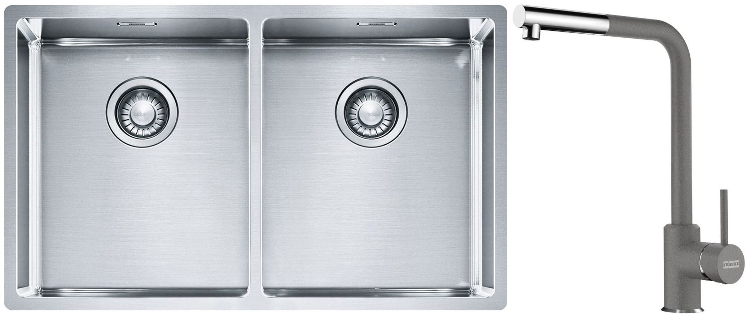 Set Stahlspüle Franke Box 127.0370.188, Küchenarmatur Franke Sirius Side 115.0668.280