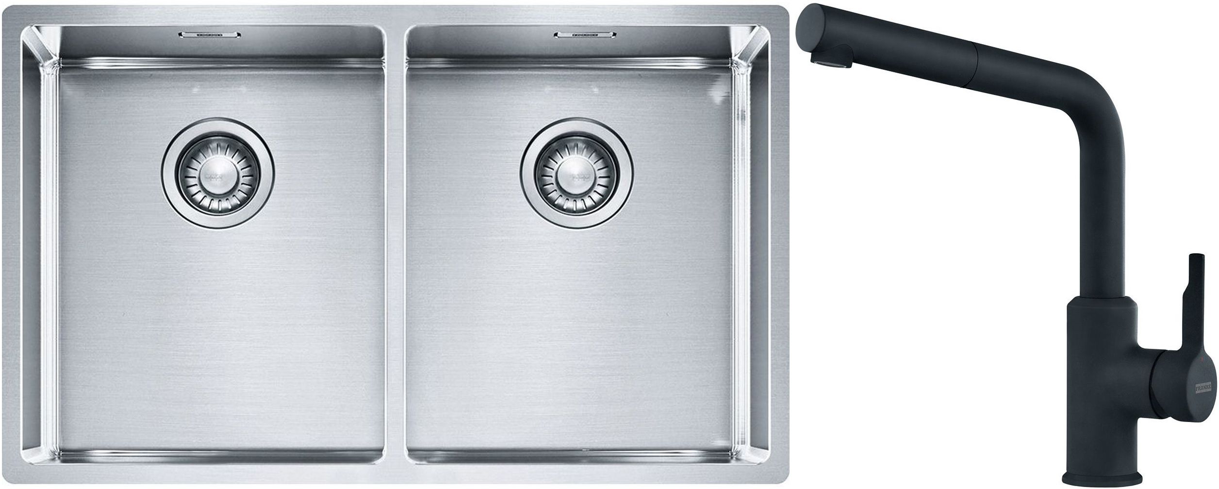 Set Stahlspüle Franke Box 127.0370.188, Küchenarmatur Franke Urban 115.0627.523