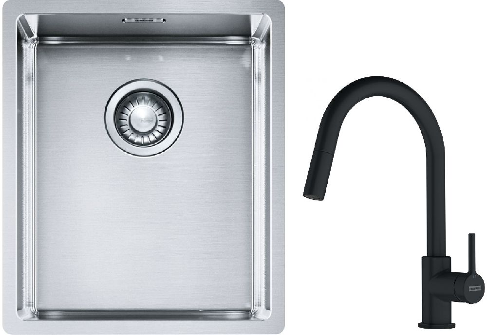 Set Stahlspüle Franke Box 127.0453.653, Küchenarmatur Franke Lina 115.0626.053