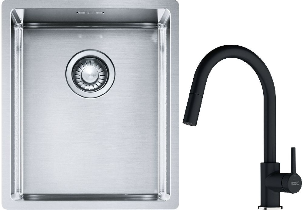 Set Stahlspüle Franke Box 127.0453.653, Küchenarmatur Franke Lina 115.0626.055