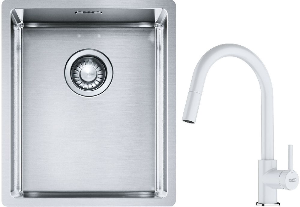 Set Stahlspüle Franke Box 127.0453.653, Küchenarmatur Franke Lina 115.0626.081