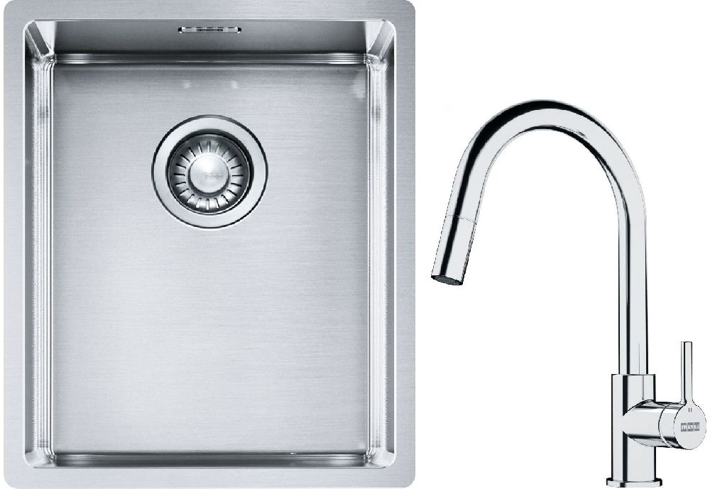 Set Stahlspüle Franke Box 127.0453.653, Küchenarmatur Franke Lina 115.0693.229