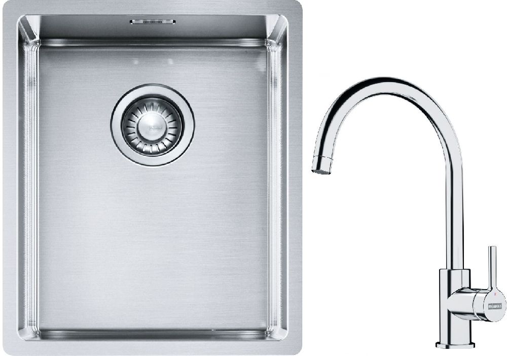 Set Stahlspüle Franke Box 127.0453.653, Küchenarmatur Franke Lina 115.0693.228