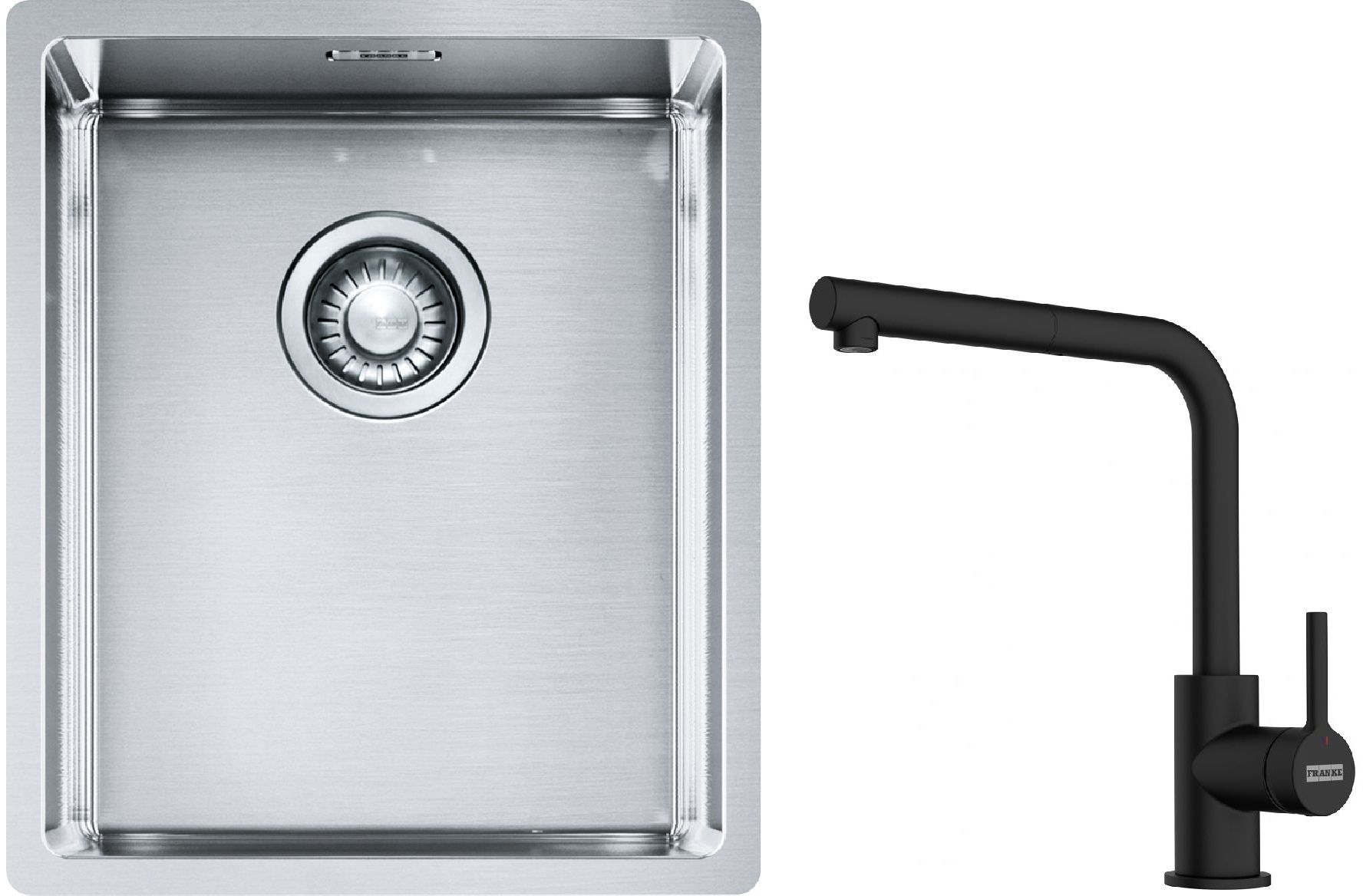 Set Stahlspüle Franke Box 127.0453.653, Küchenarmatur Franke Lina 115.0712.435