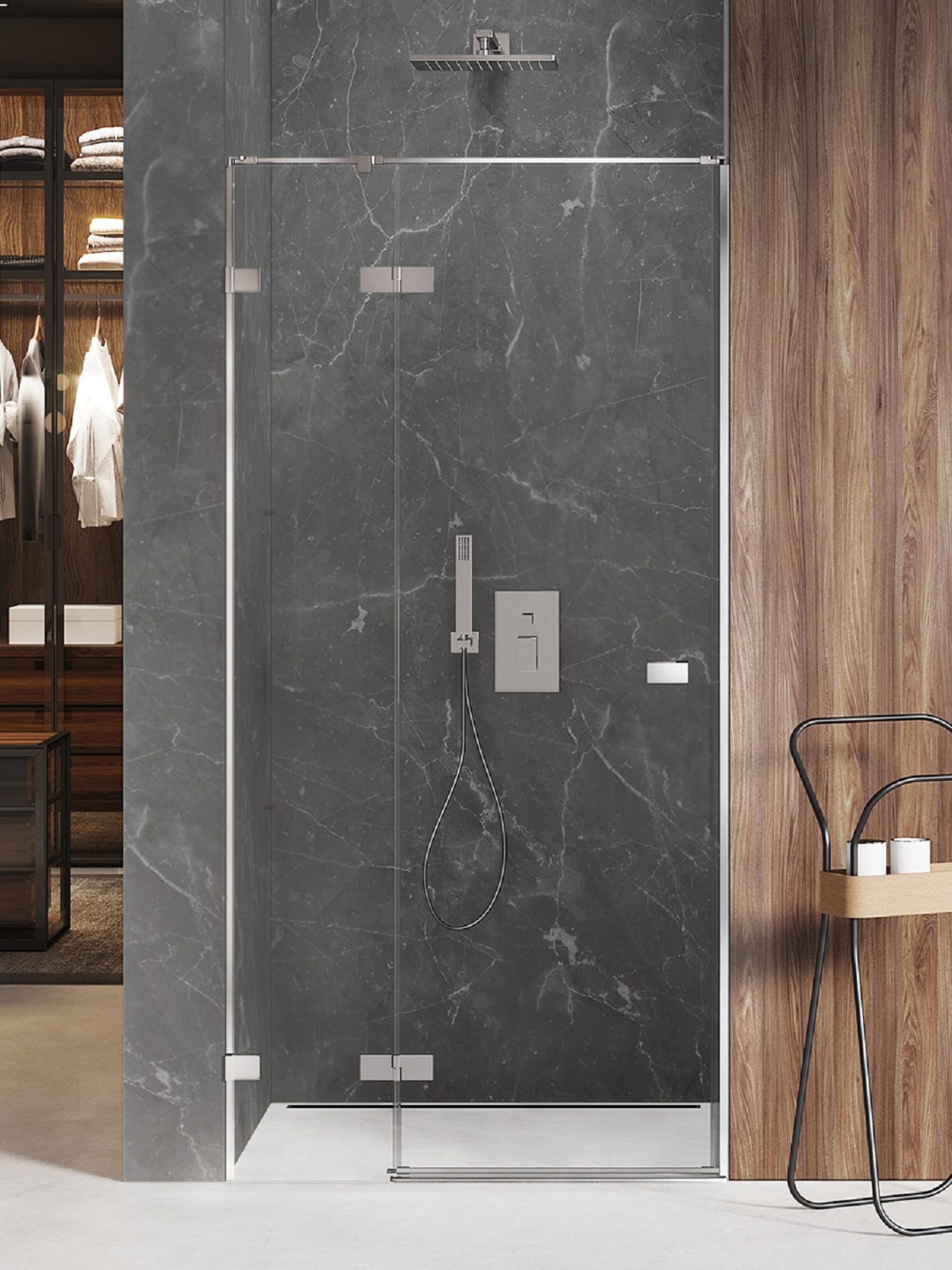 New Trendy Avexa Duschtüren 100 cm aufklappbar chrom Glanz/durchsichtiges Glas EXK-1445