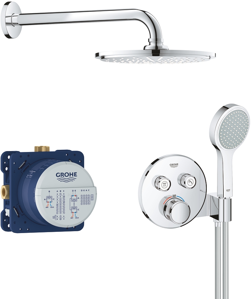Grohe Grohtherm SmartControl Duschset Unterputz mit Thermostat mit Regenbrause chrom 34743000