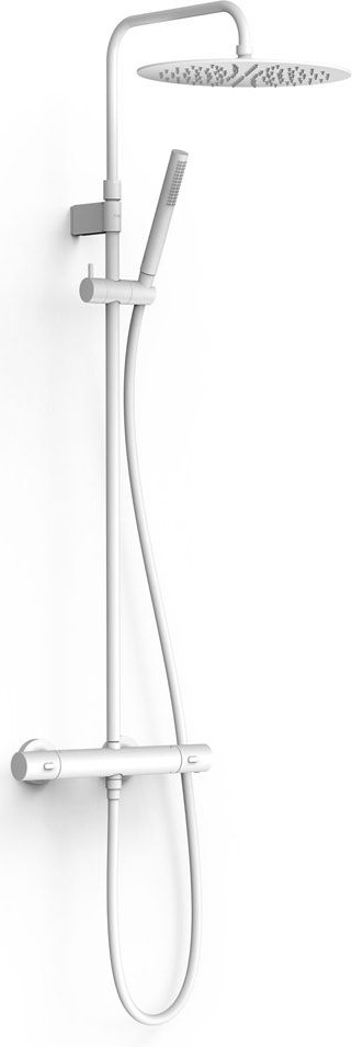 Tres Over-Wall Duschset Wandmontage mit Thermostat mit Regenbrause weiß 19039302BM