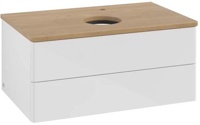 Villeroy & Boch Antao Schrank mit Arbeitsplatte 80x50x36 cm Unterschrank hängend weiß-holz K19051GF