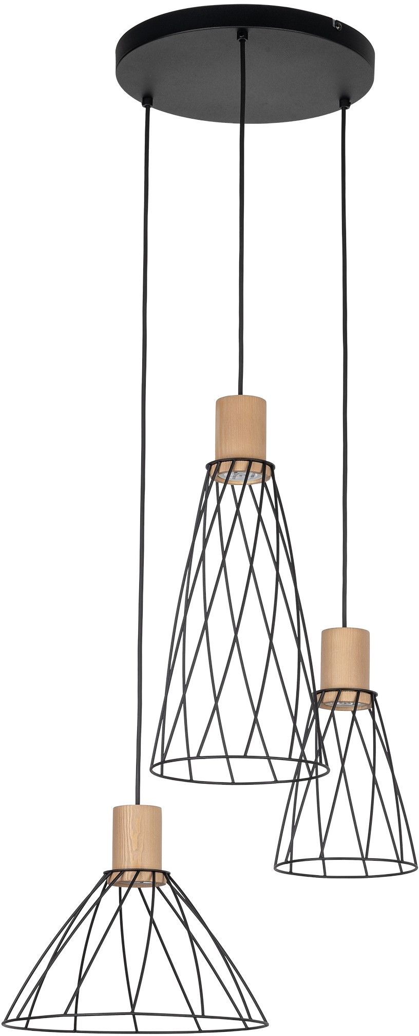 TK Lighting Modesto Pendelleuchte 3x10 W schwarz-holz 10188