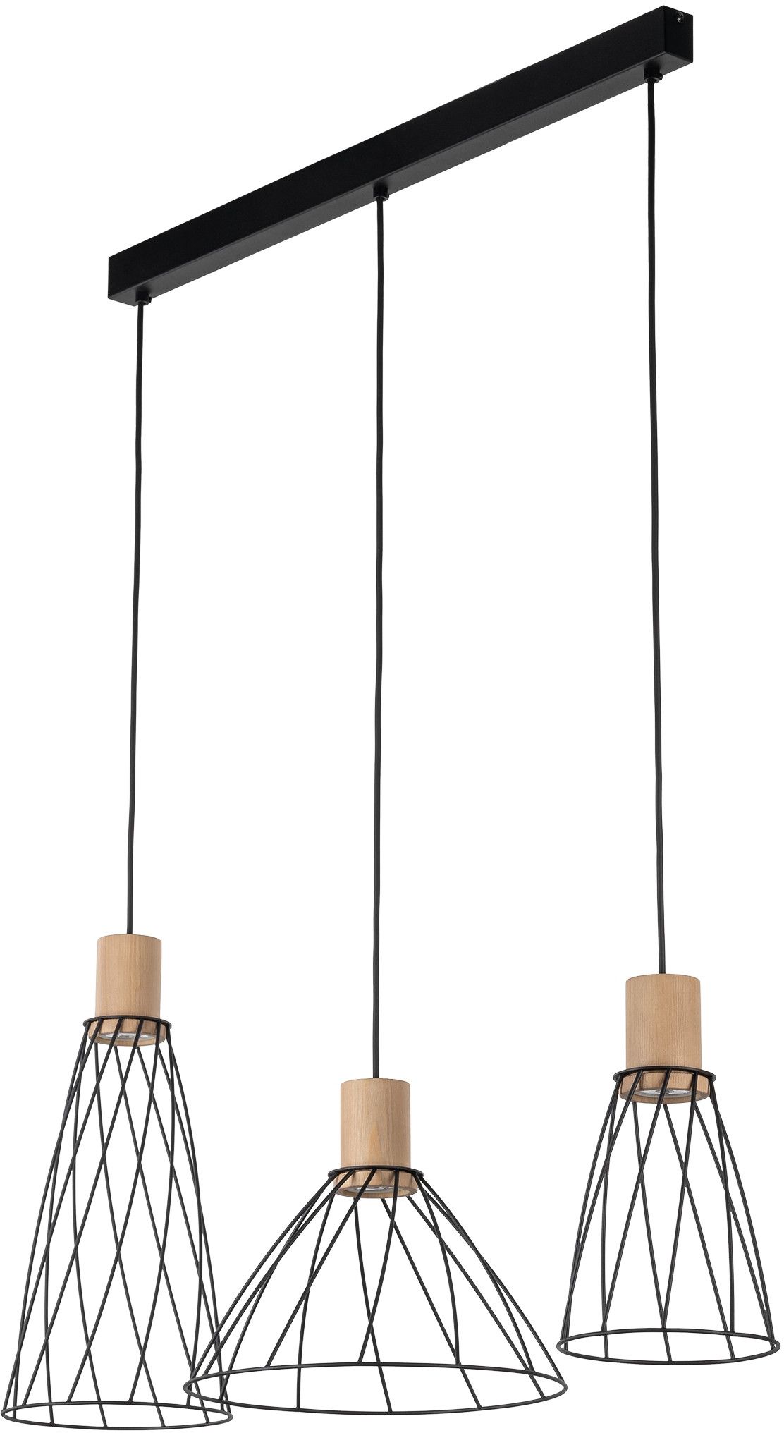 TK Lighting Modesto Pendelleuchte 3x10 W schwarz-holz 10158
